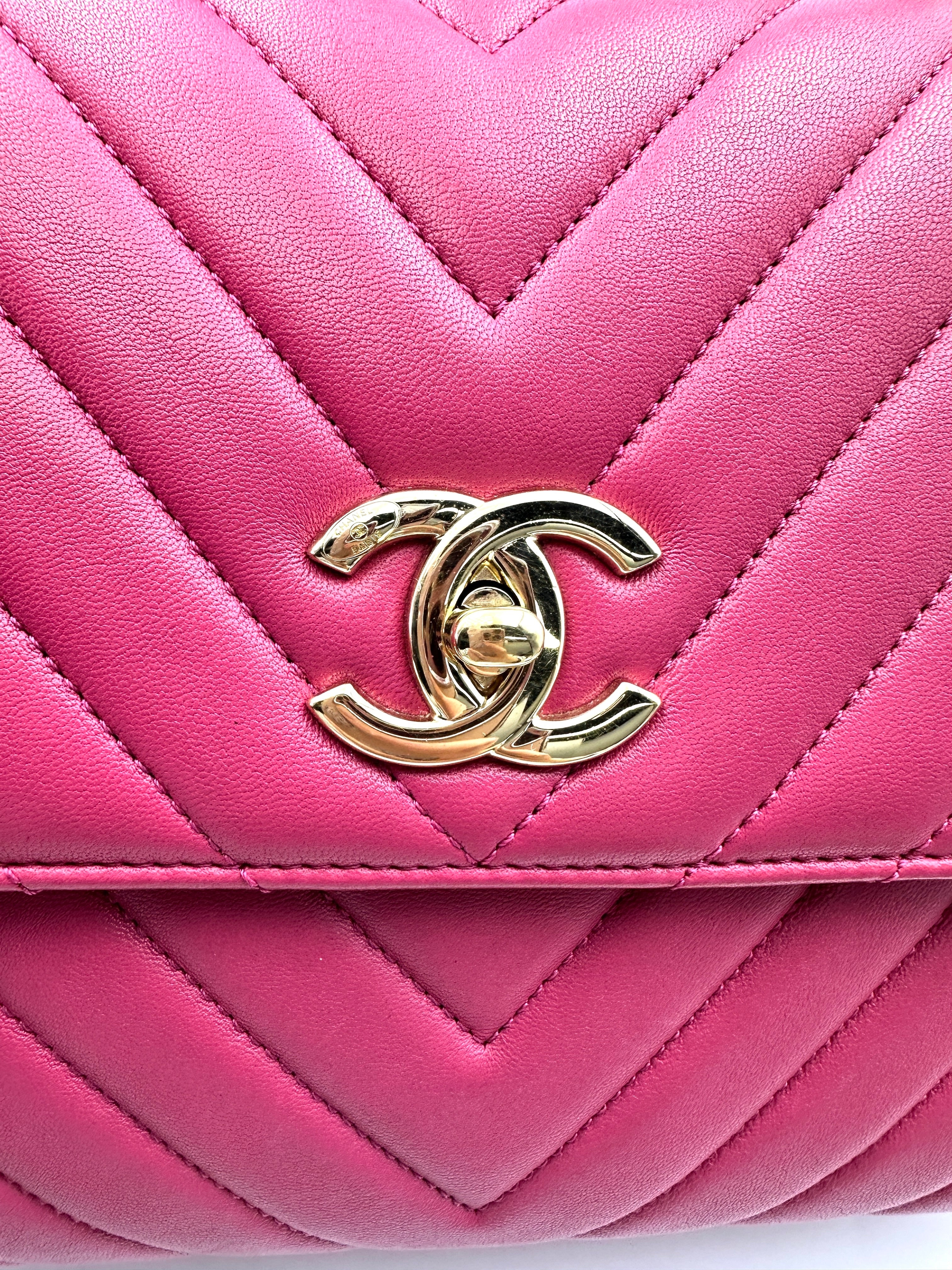 Chanel Trendy CC Pink Chevron Quilted Lambskin Flap Bag With Gold Hardware(27***30) IRIS157