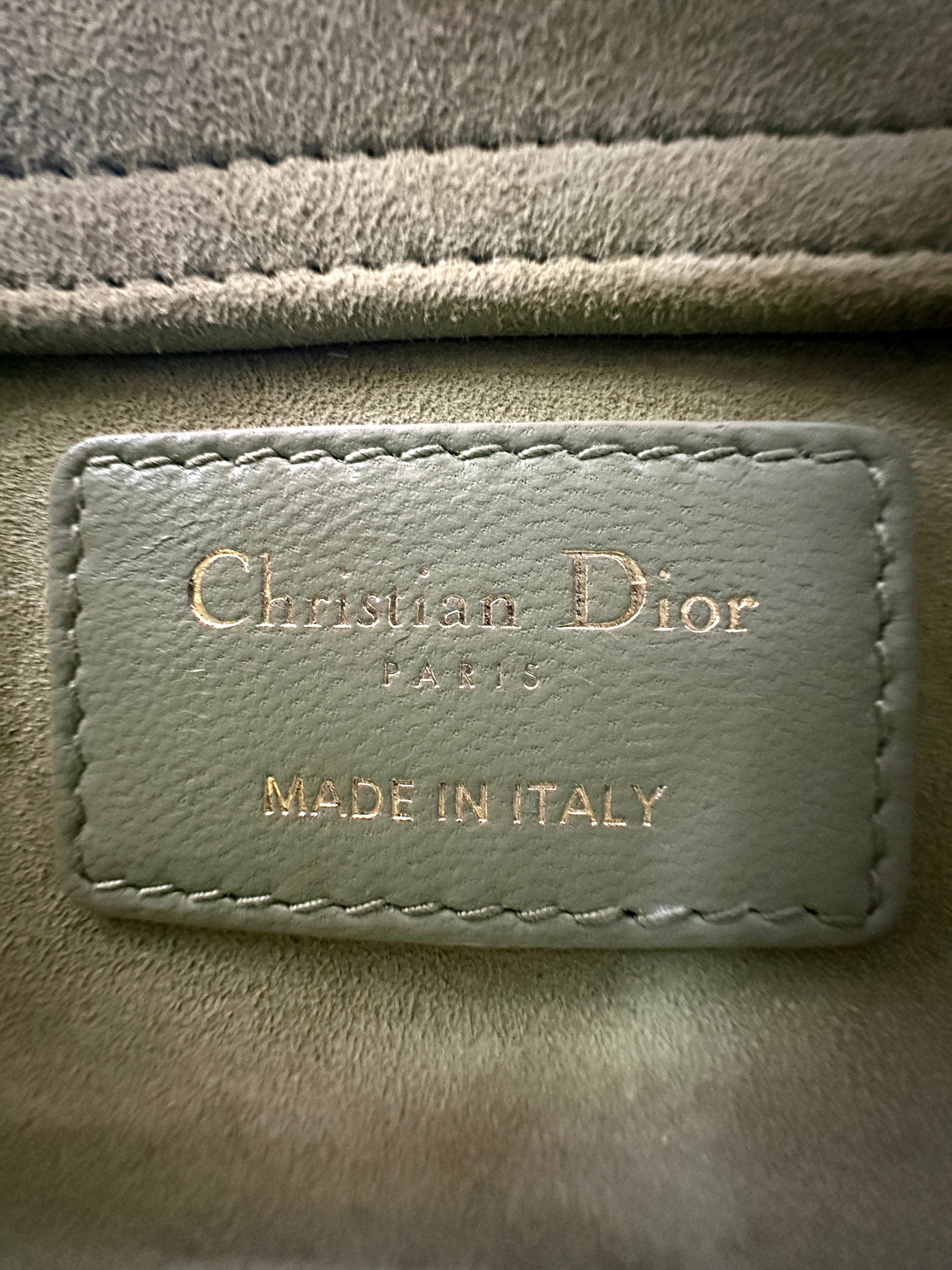 Christian Dior Lady D-Joy Green Cannage Lambskin Mini Handle Bag With Gold Charms IRIS159