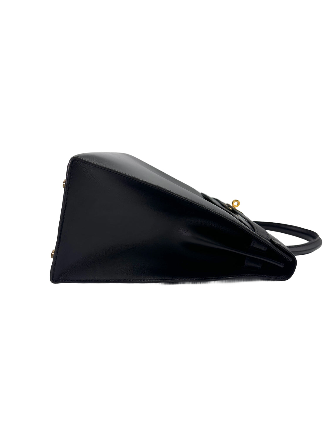 Hermes Kelly 35 Black Leather Handle Bag With Gold Hardware HR93