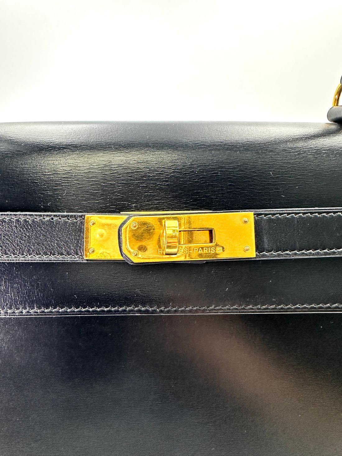 Hermes Kelly 35 Black Leather Handle Bag With Gold Hardware HR93