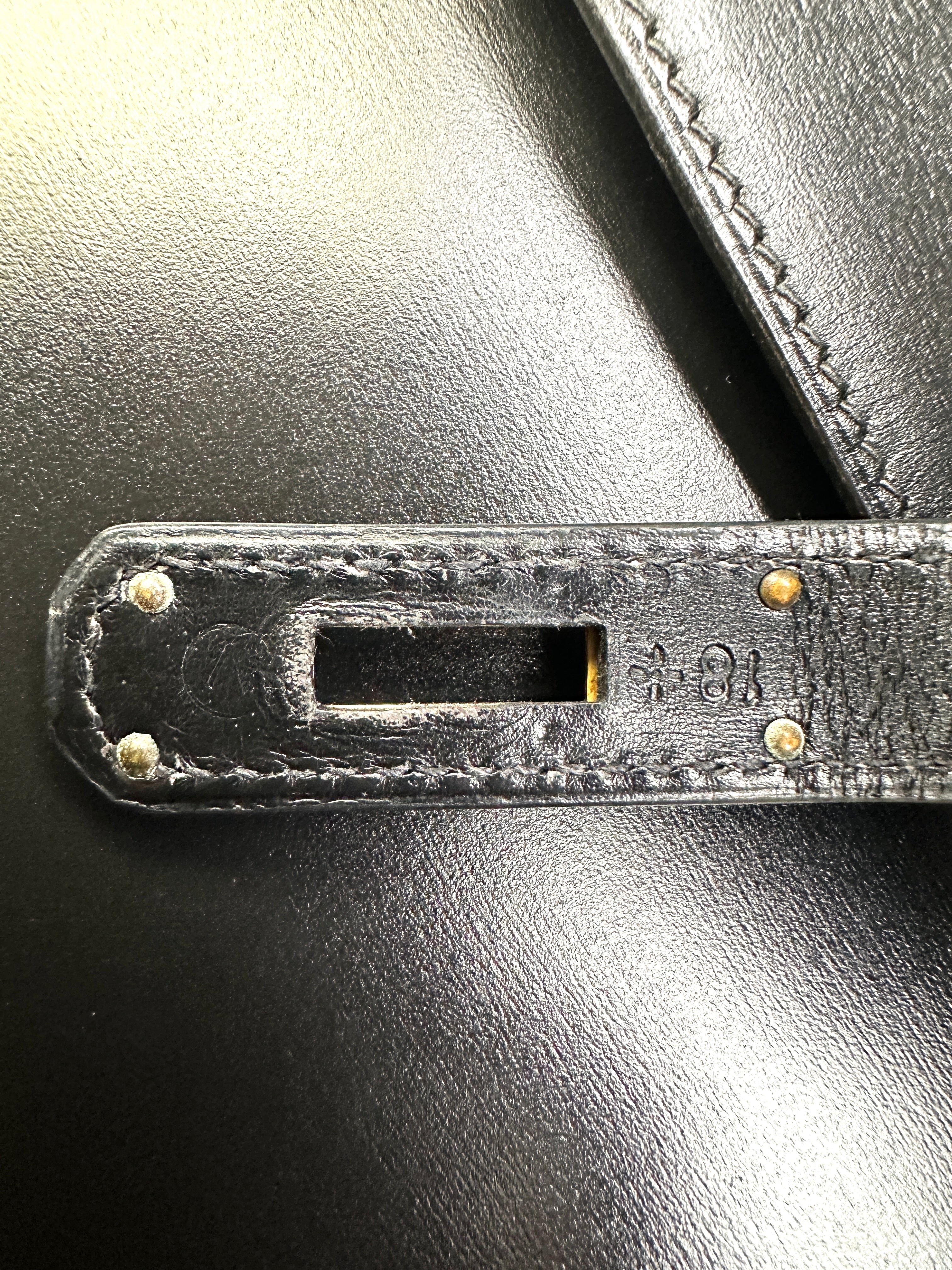 Hermes Kelly 35 Black Leather Handle Bag With Gold Hardware HR93