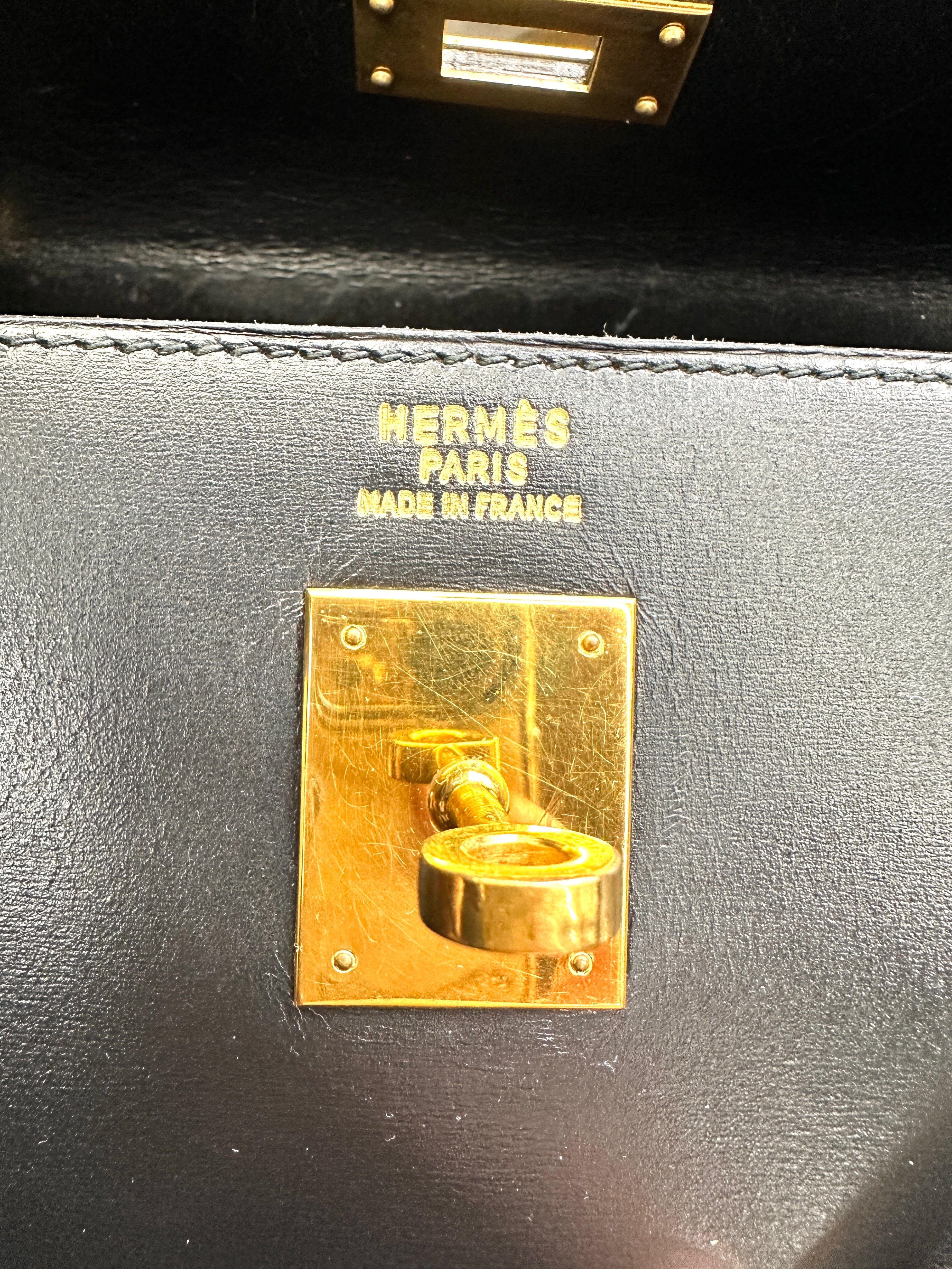 Hermes Kelly 35 Black Leather Handle Bag With Gold Hardware HR93