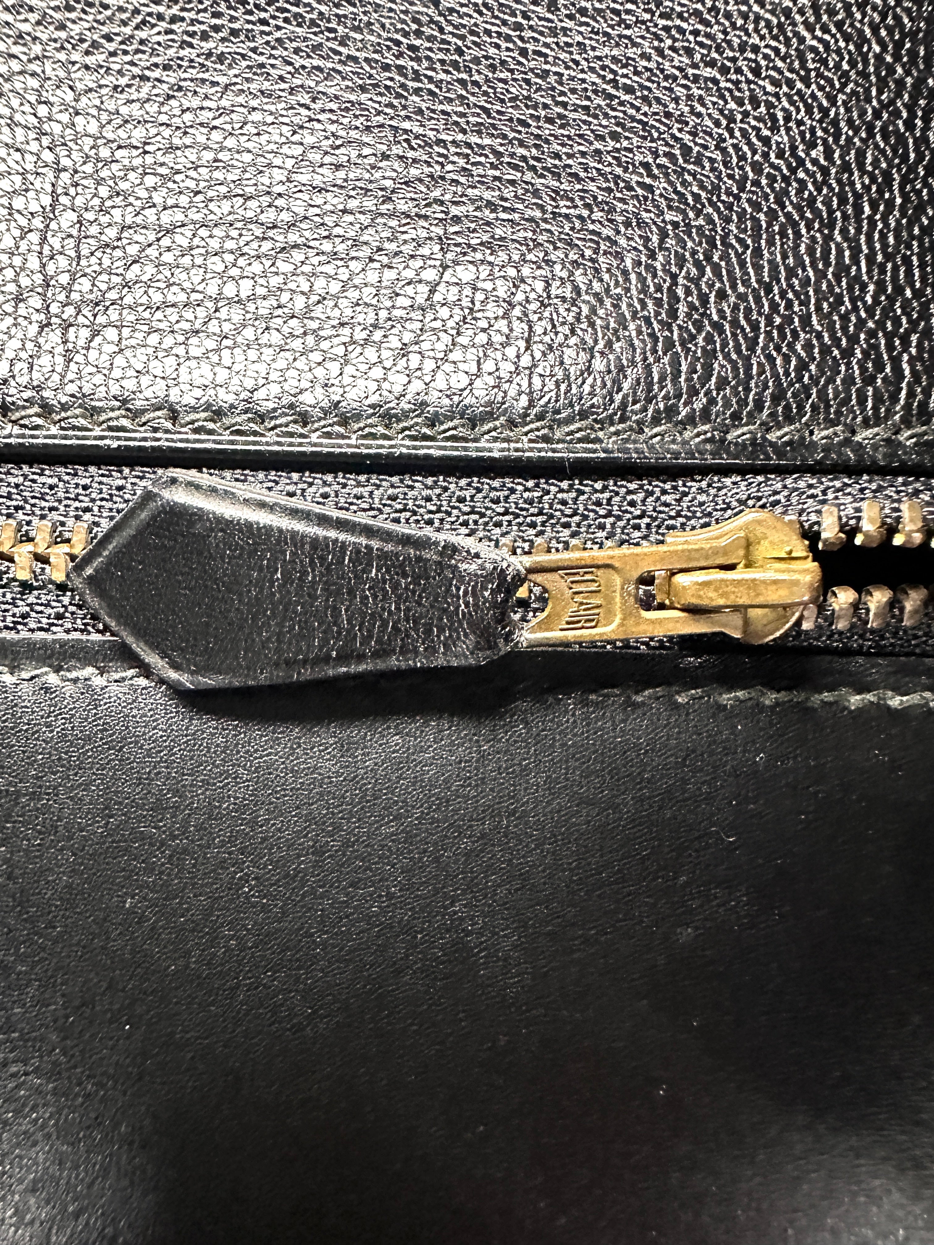 Hermes Kelly 35 Black Leather Handle Bag With Gold Hardware HR93