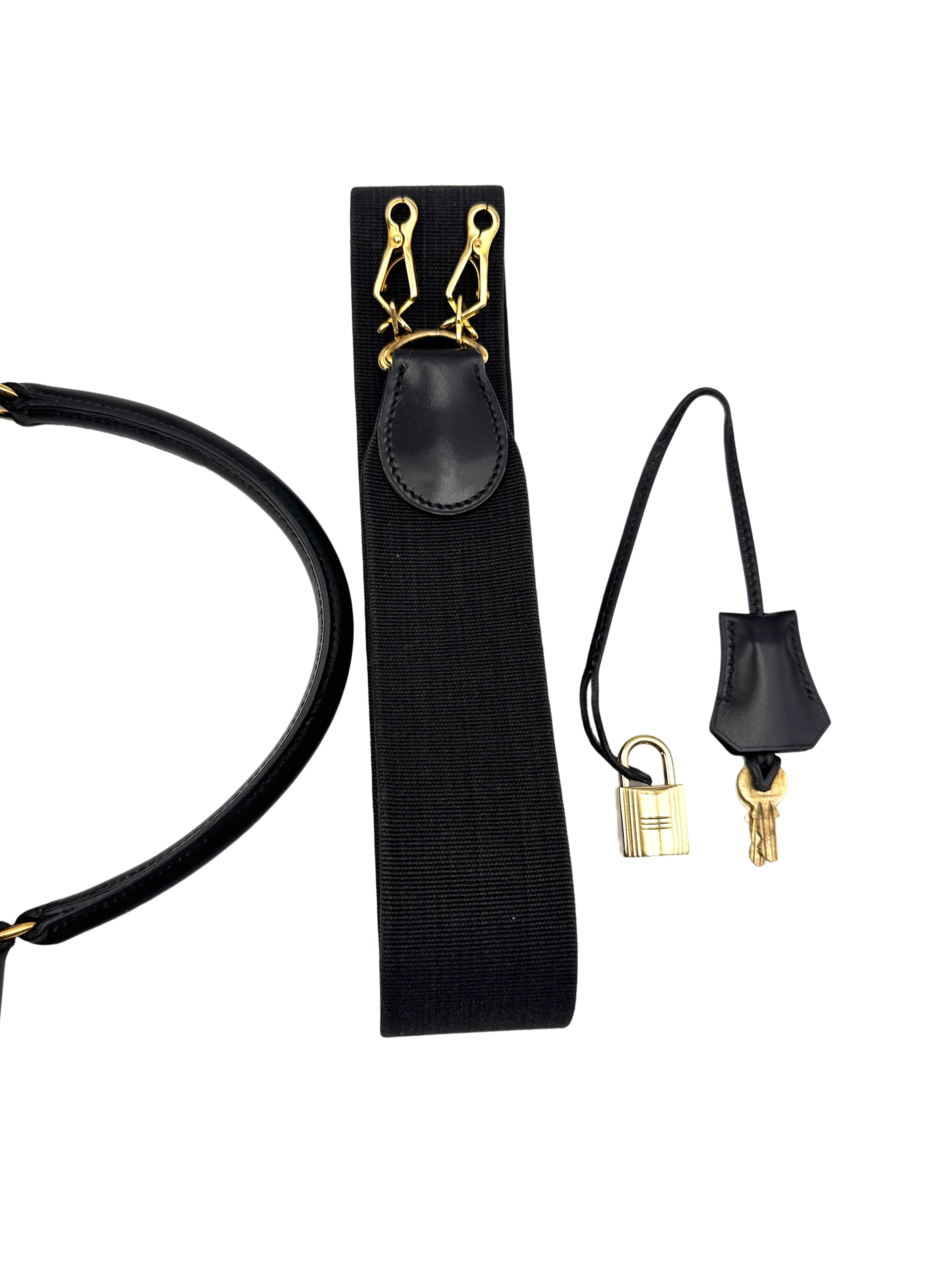 Hermes Kelly 35 Black Leather Handle Bag With Gold Hardware HR93