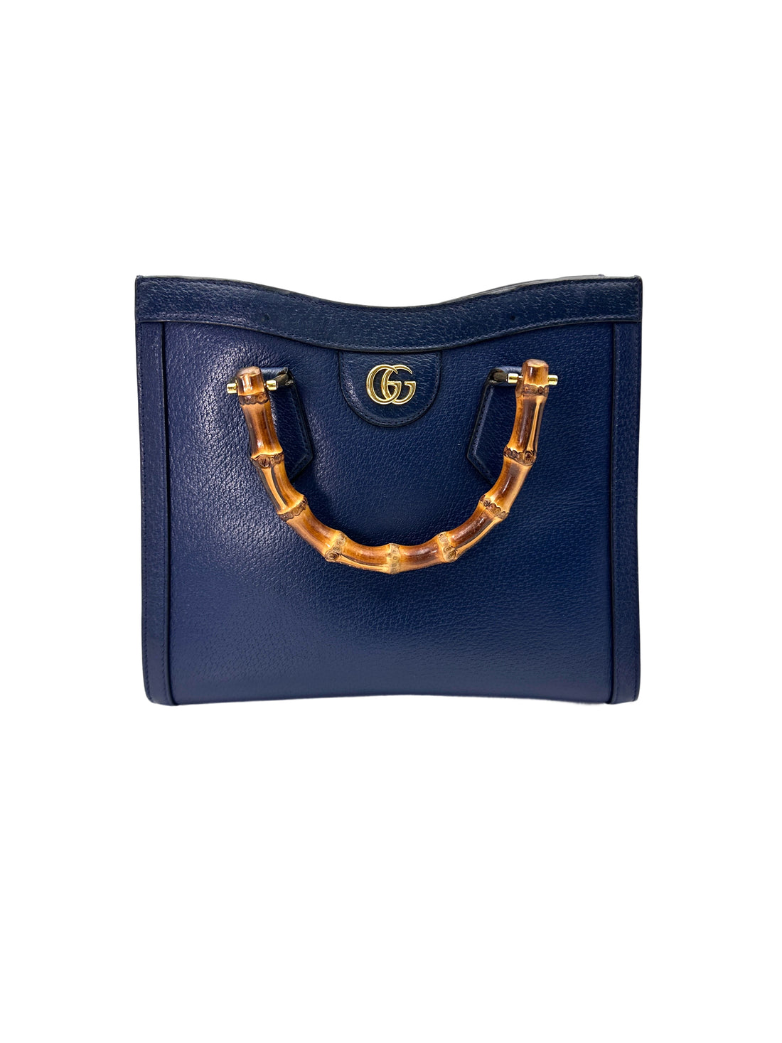 Gucci Diana Navy Leather Bamboo Handle Medium Size Bag GG844