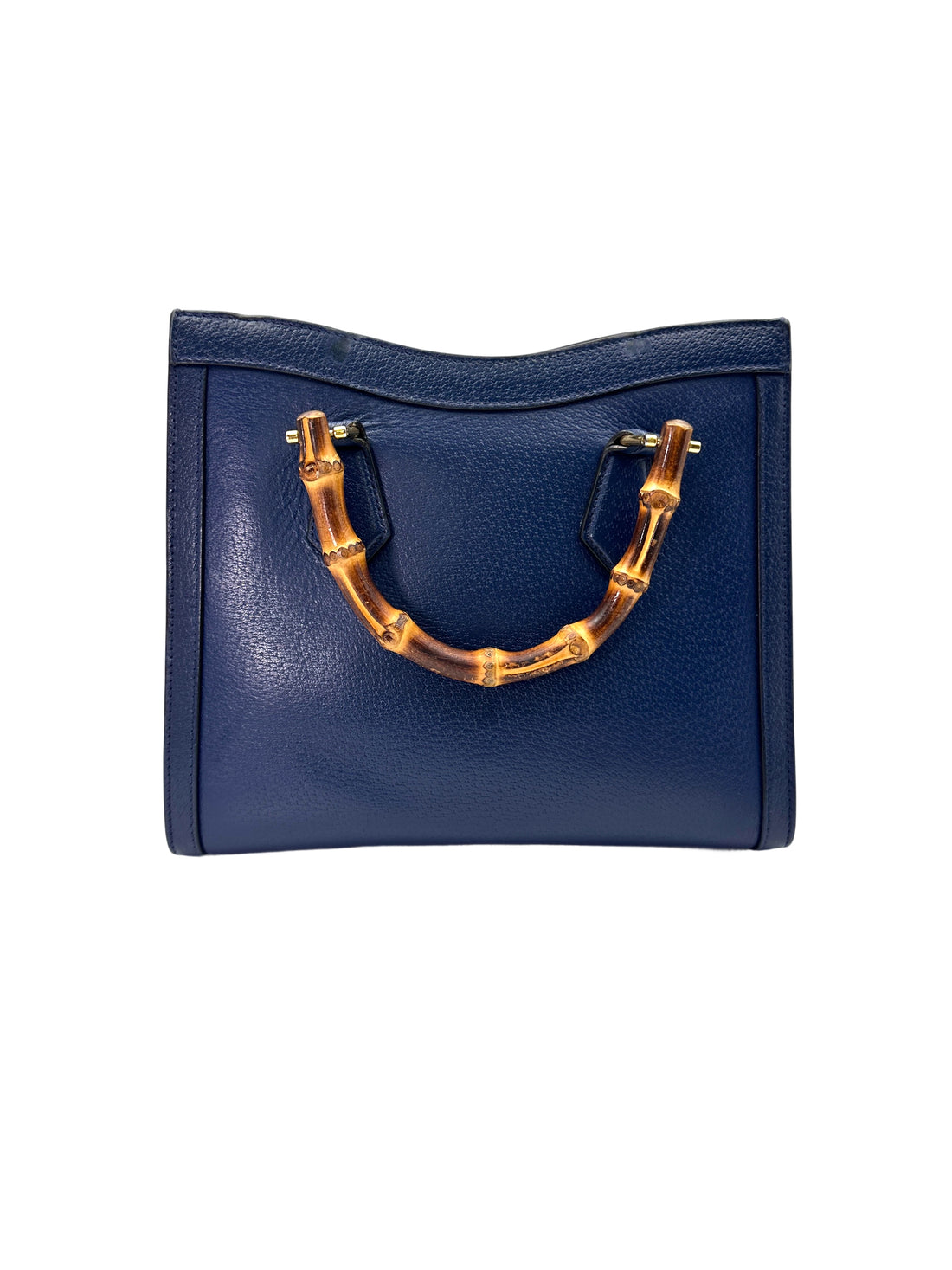 Gucci Diana Navy Leather Bamboo Handle Medium Size Bag GG844