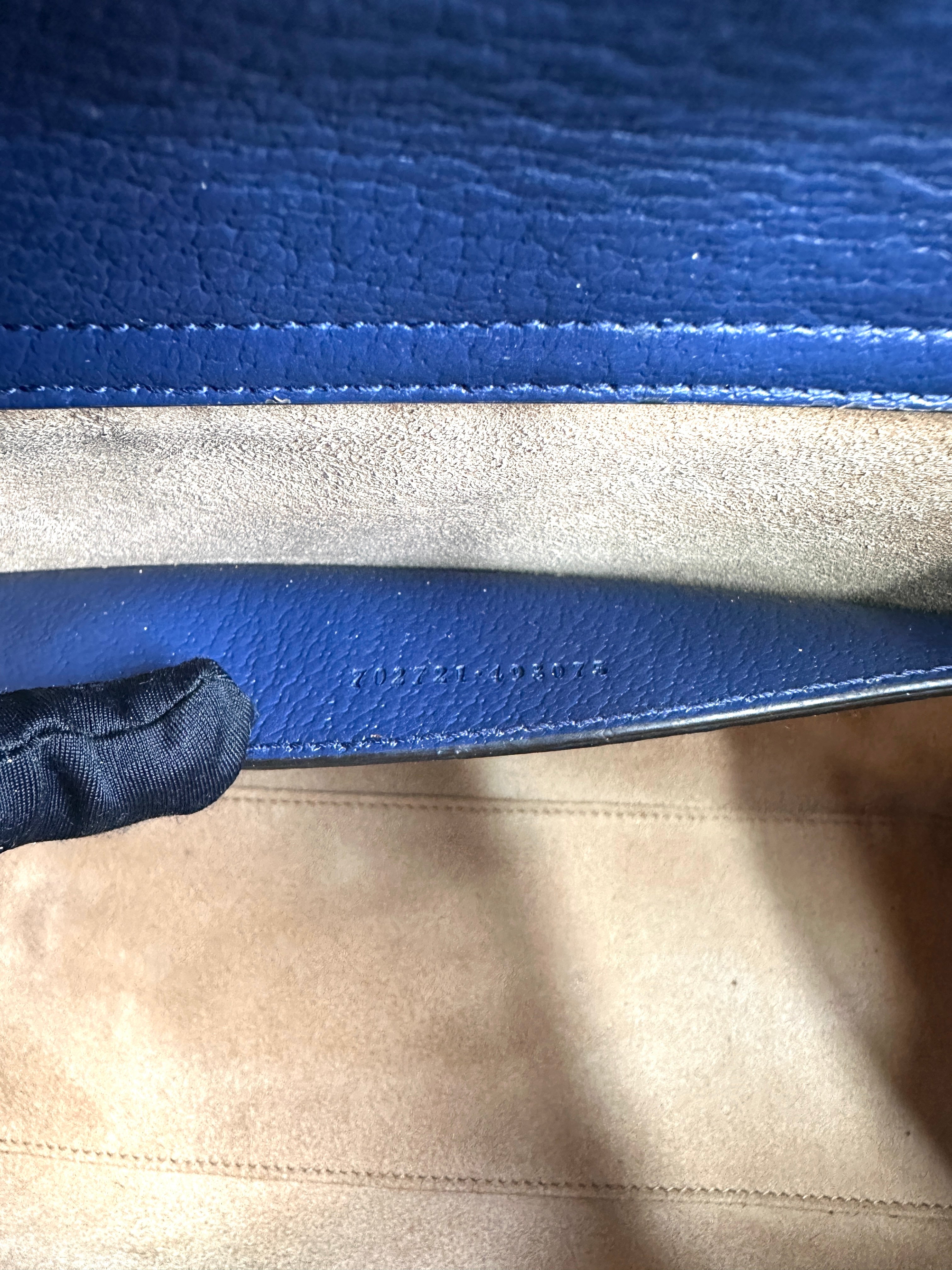 Gucci Diana Navy Leather Bamboo Handle Medium Size Bag GG844