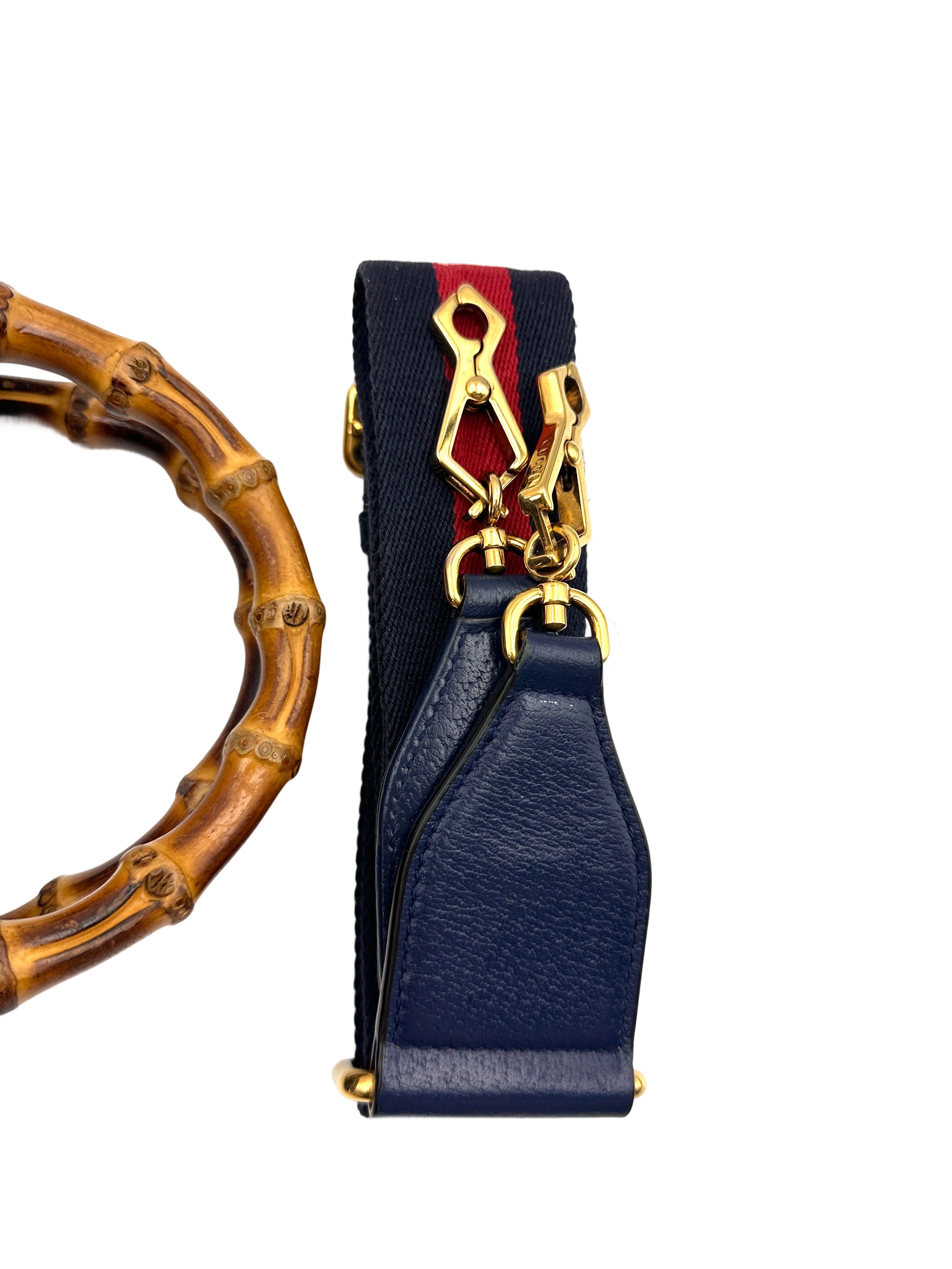 Gucci Diana Navy Leather Bamboo Handle Medium Size Bag GG844
