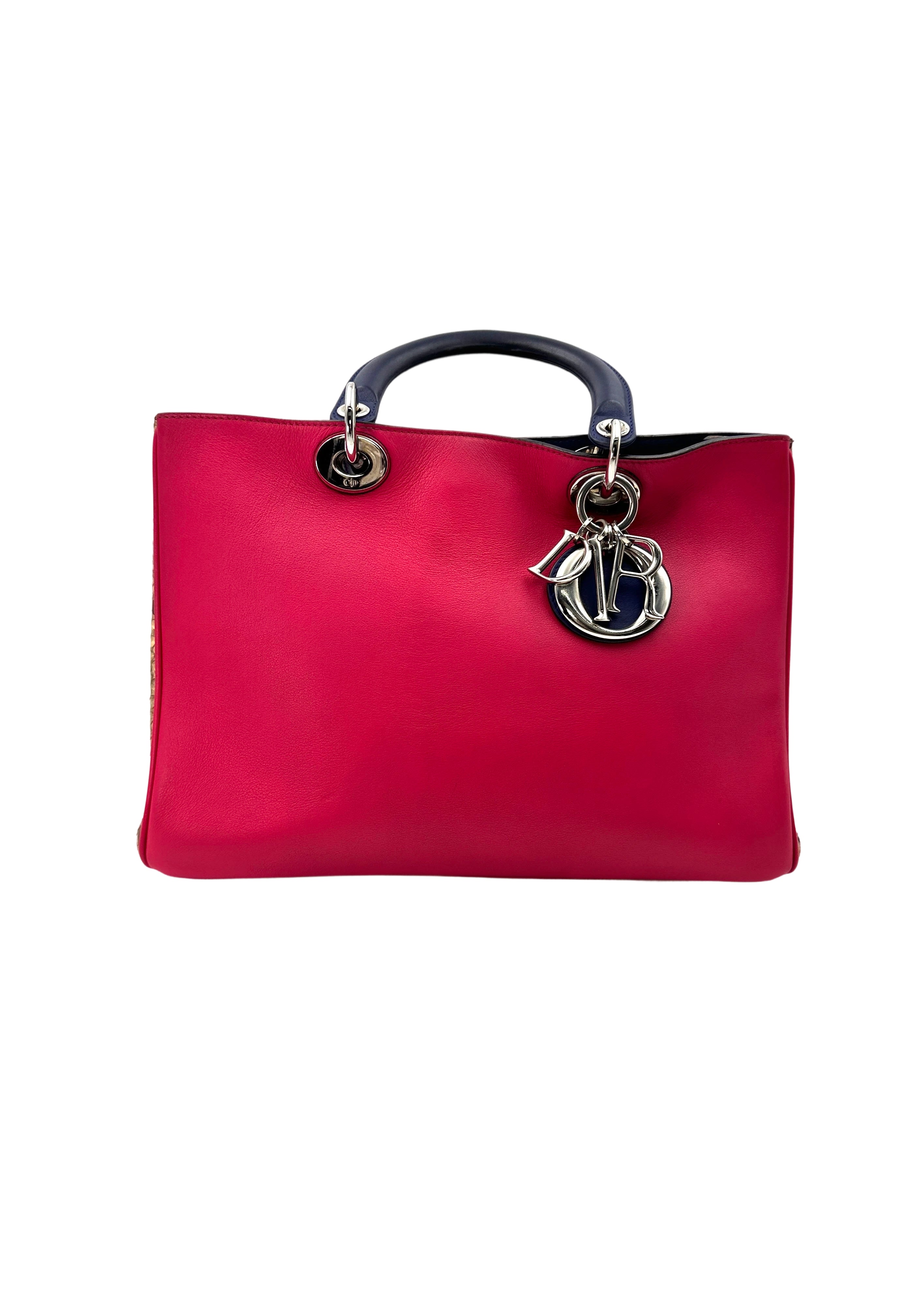 Christian Dior Diorissimo Pink Leather Black Handle Bag DR675