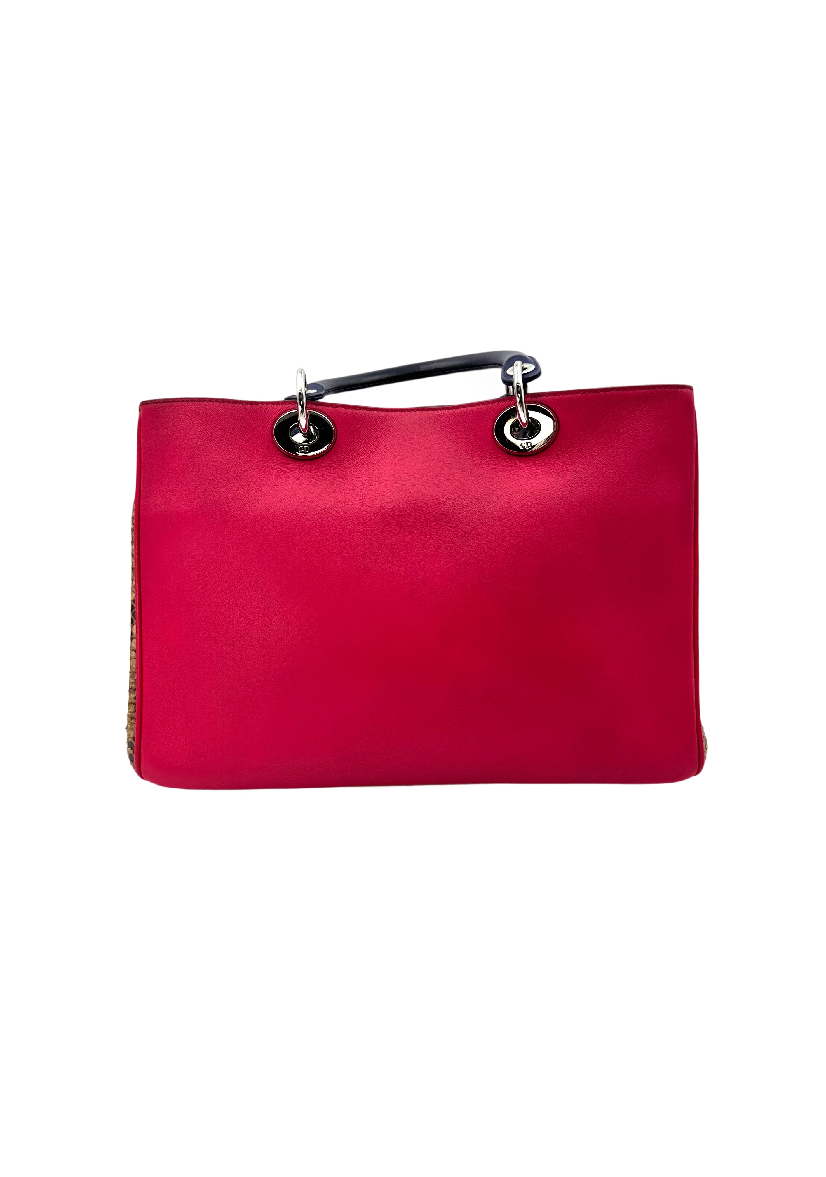 Christian Dior Diorissimo Pink Leather Black Handle Bag DR675