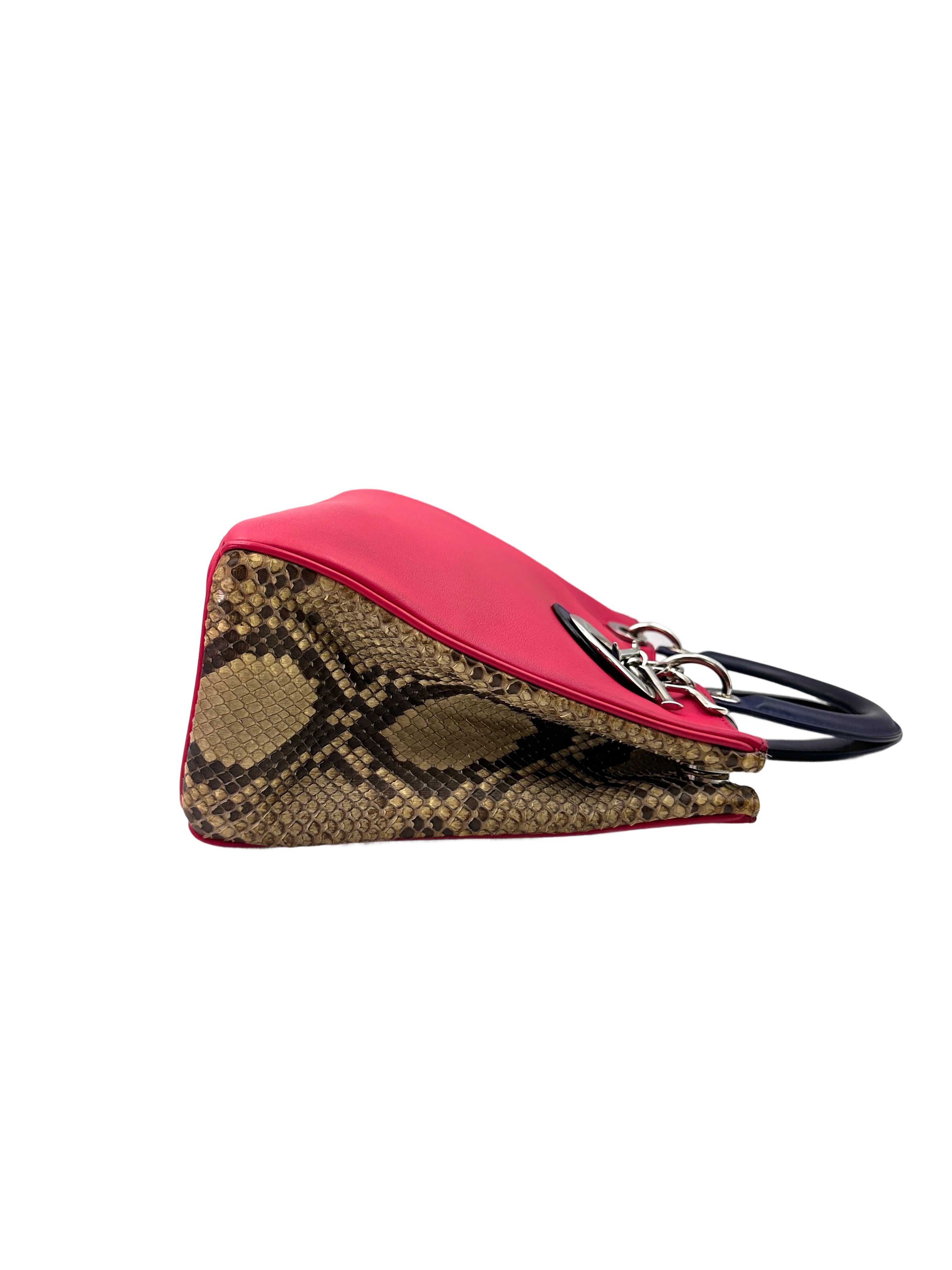 Christian Dior Diorissimo Pink Leather Black Handle Bag DR675