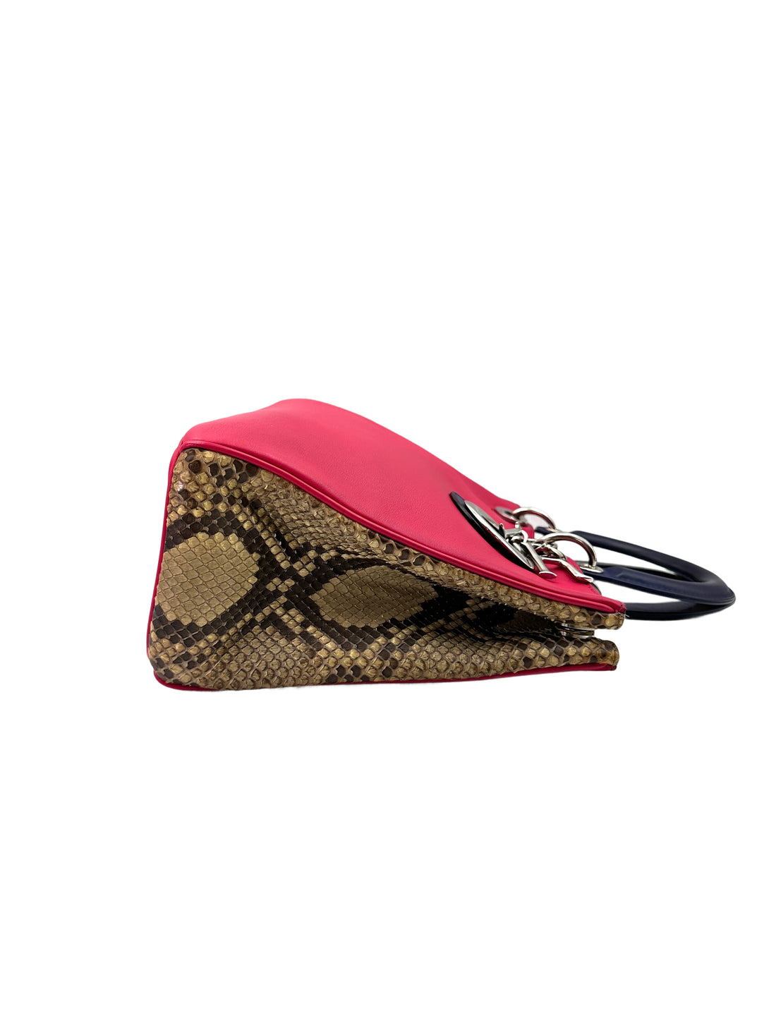 Christian Dior Diorissimo Pink Leather Black Handle Bag DR675