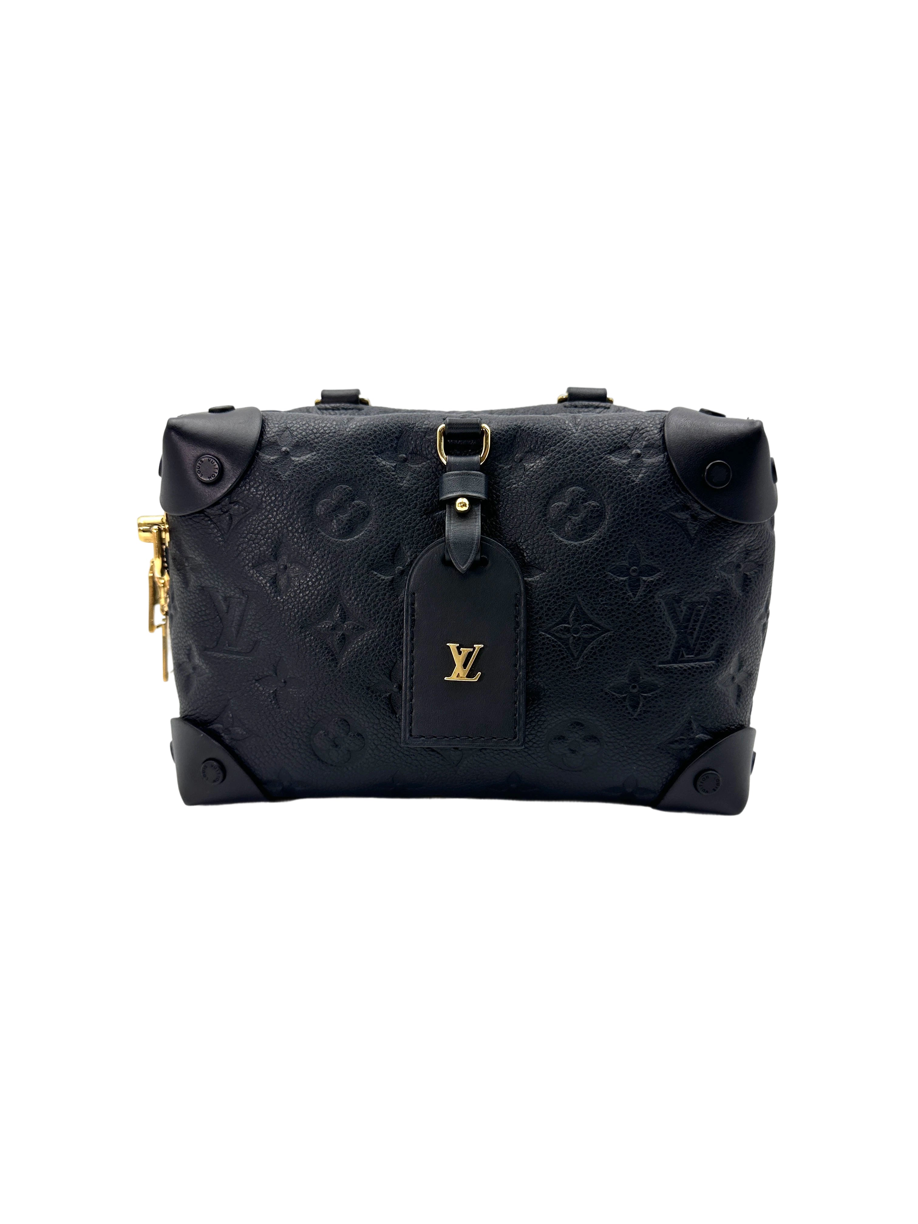 Louis Vuitton Petite Malle Souple Black Monogram Empreinte Handle Bag LV2430