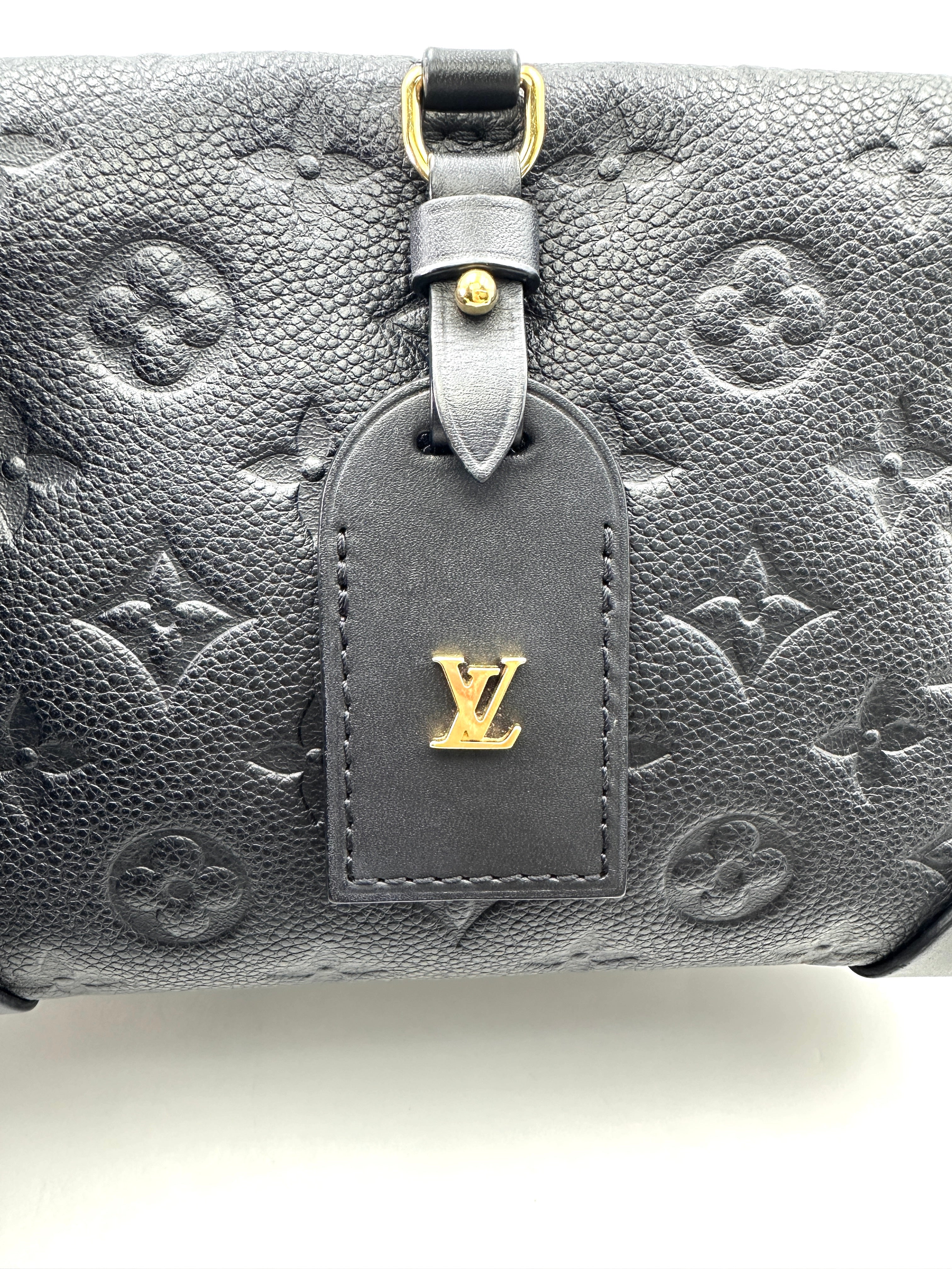 Louis Vuitton Petite Malle Souple Black Monogram Empreinte Handle Bag LV2430