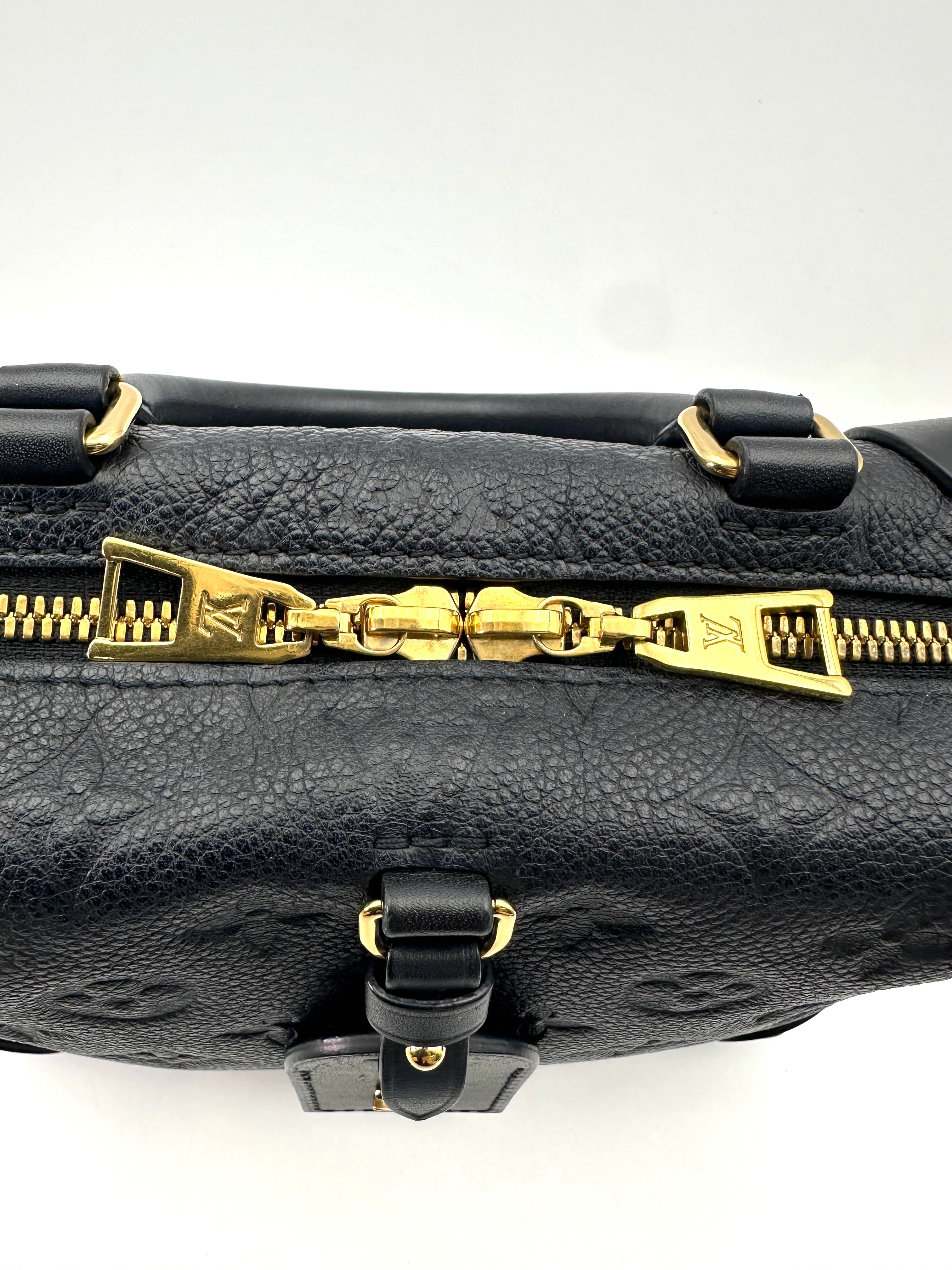 Louis Vuitton Petite Malle Souple Black Monogram Empreinte Handle Bag LV2430