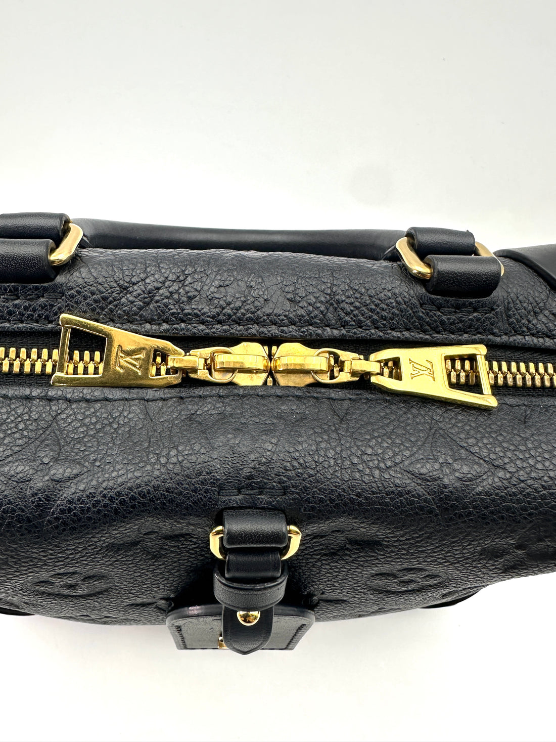 Louis Vuitton Petite Malle Souple Black Monogram Empreinte Handle Bag LV2430