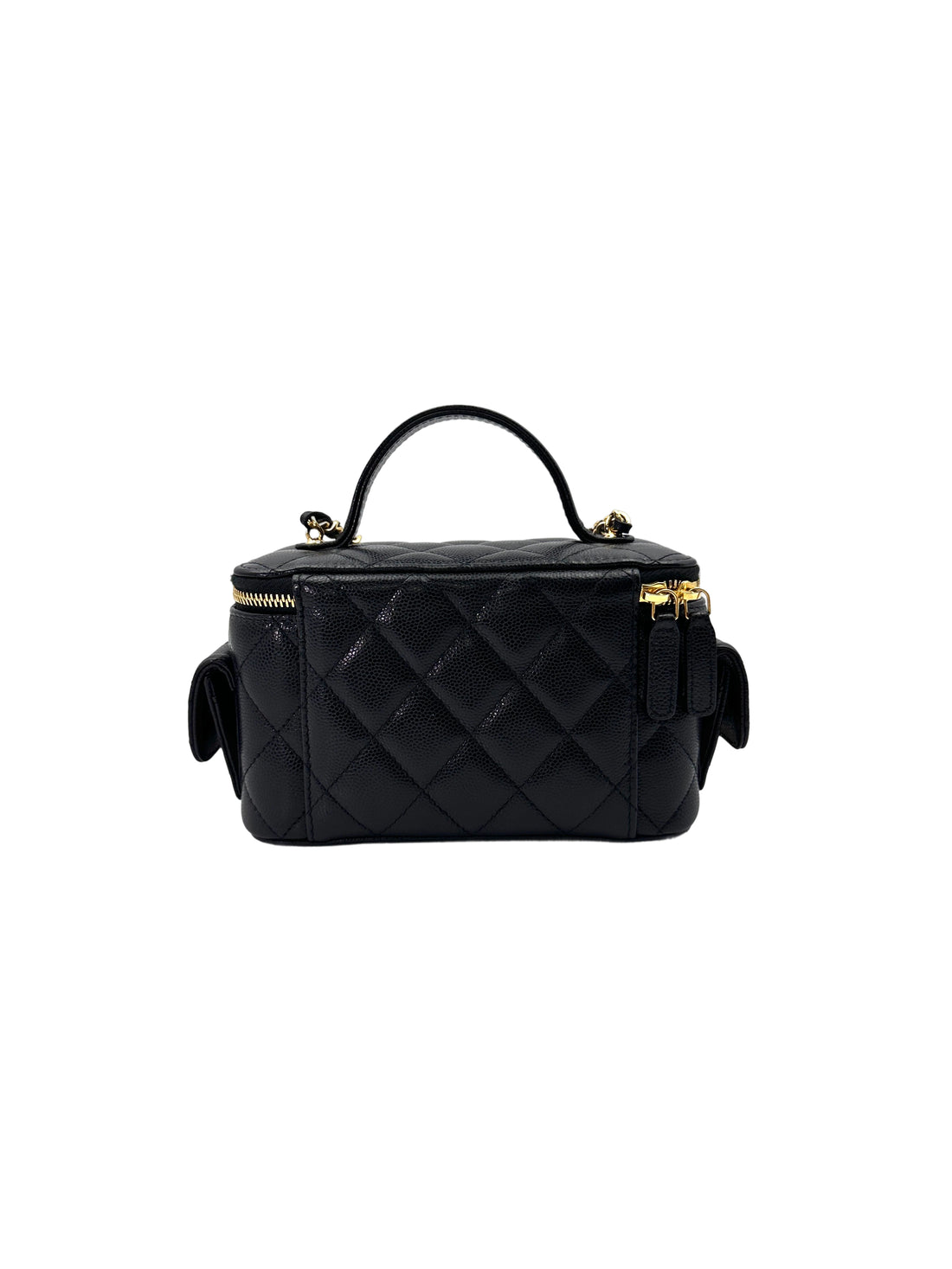 Chanel Black Quilted Leather Top Handle Vanity Cargo Case(PH***19) CC1781