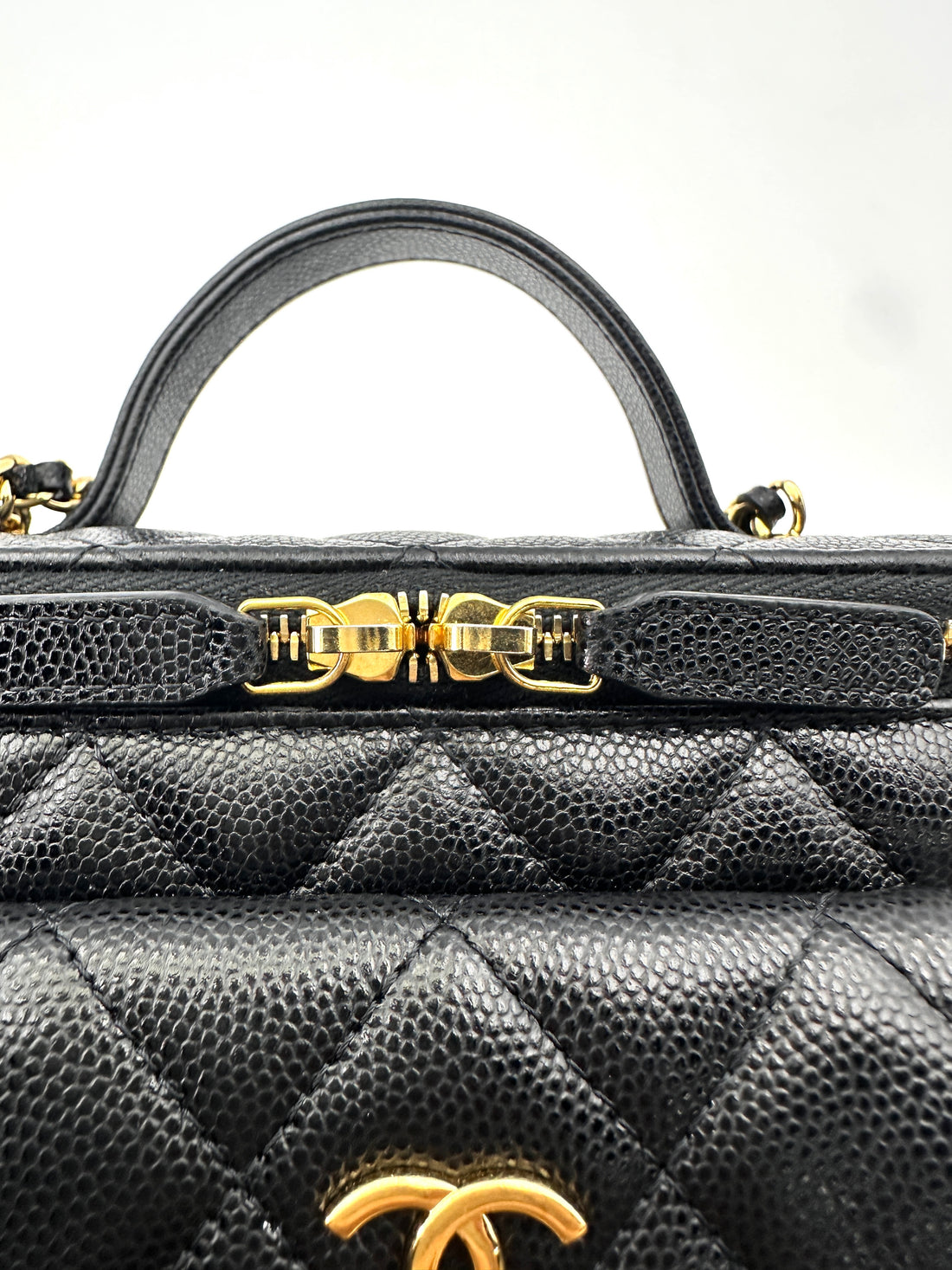 Chanel Black Quilted Leather Top Handle Vanity Cargo Case(PH***19) CC1781
