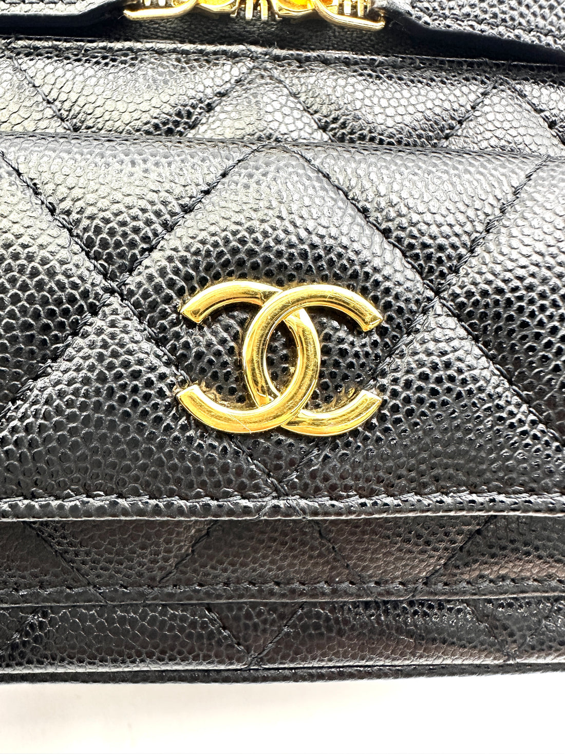 Chanel Black Quilted Leather Top Handle Vanity Cargo Case(PH***19) CC1781