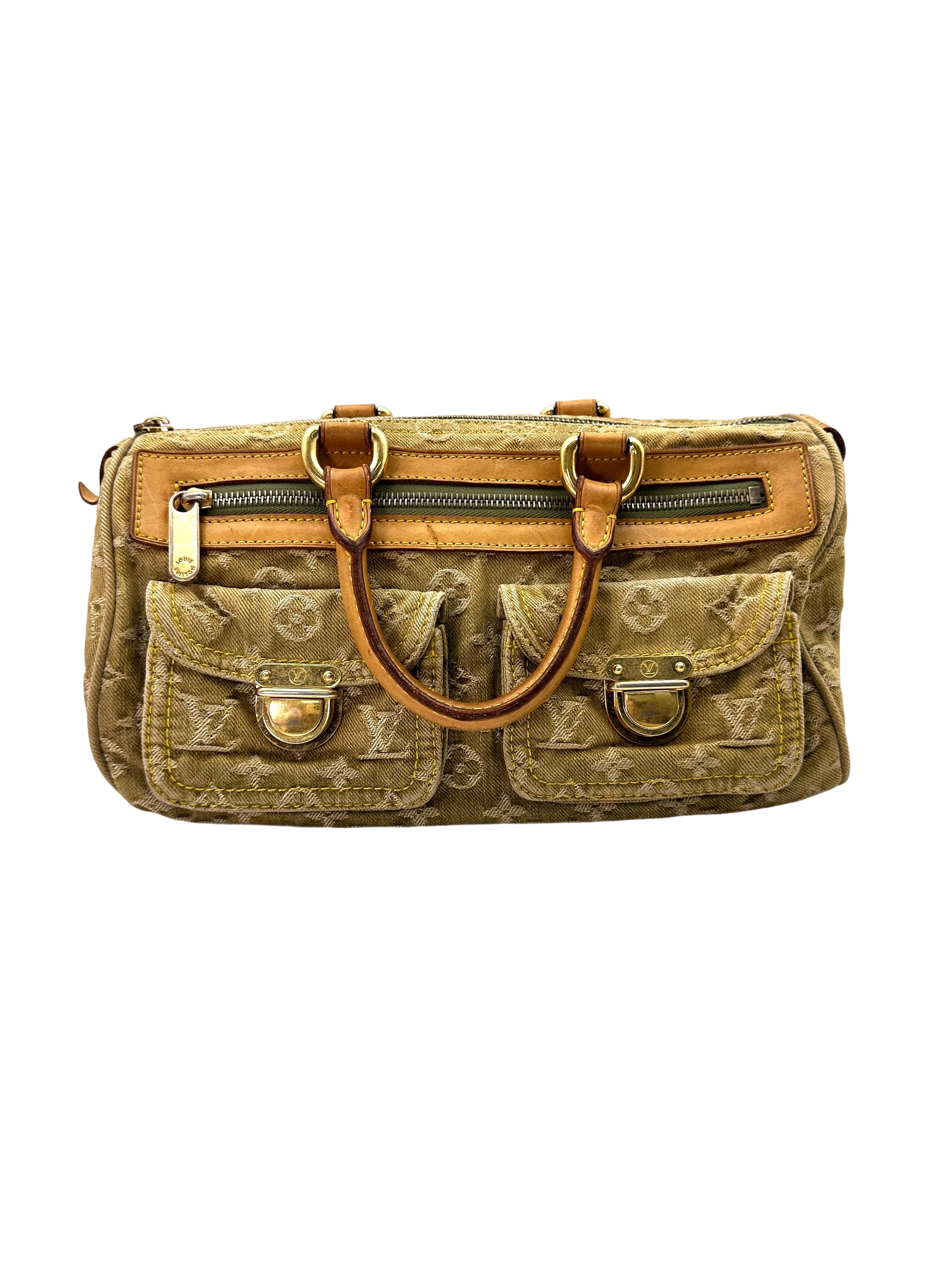 Louis Vuitton Boston Green Monogram Denim Handle Bag LV2431