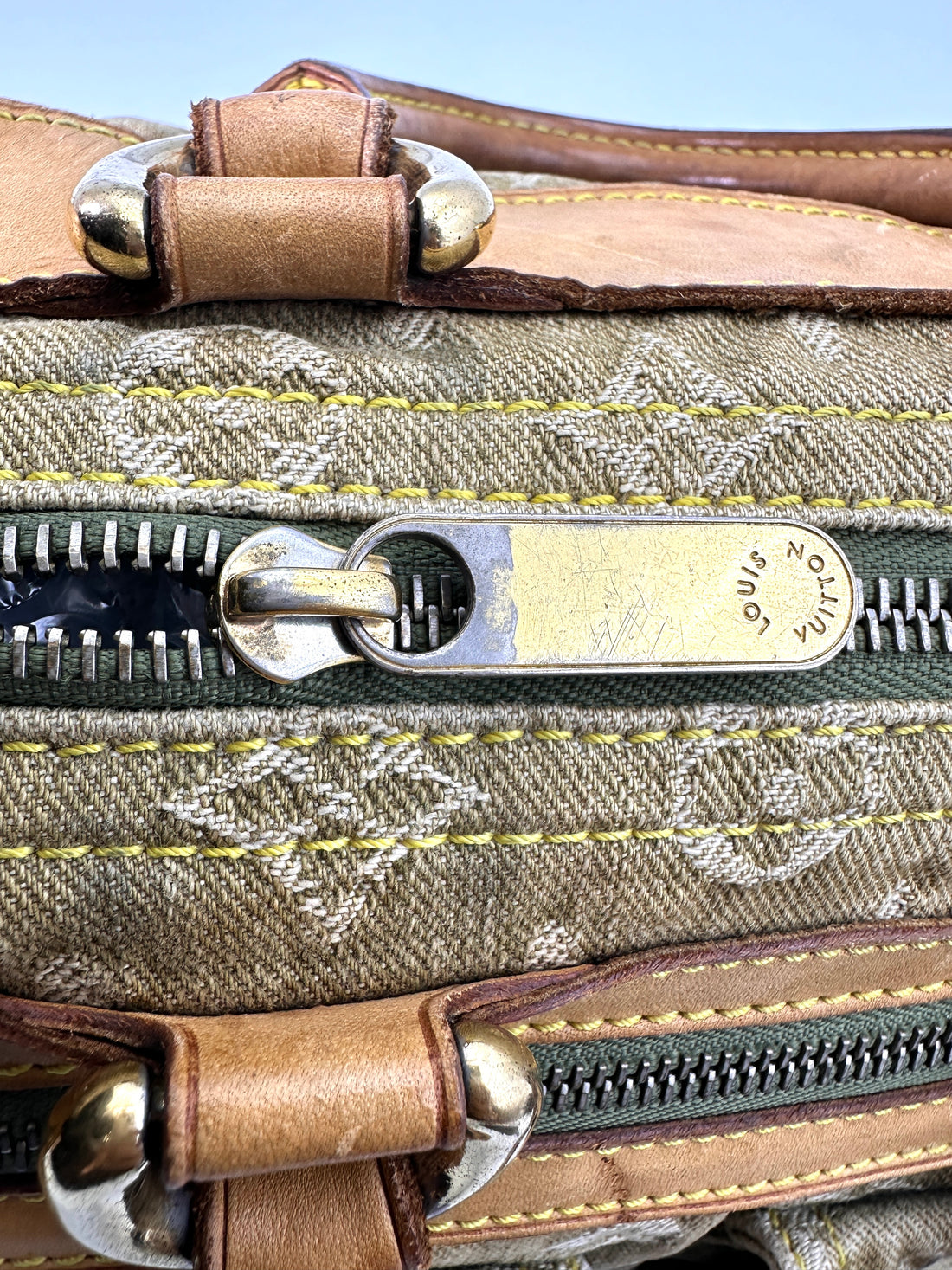 Louis Vuitton Boston Green Monogram Denim Handle Bag LV2431