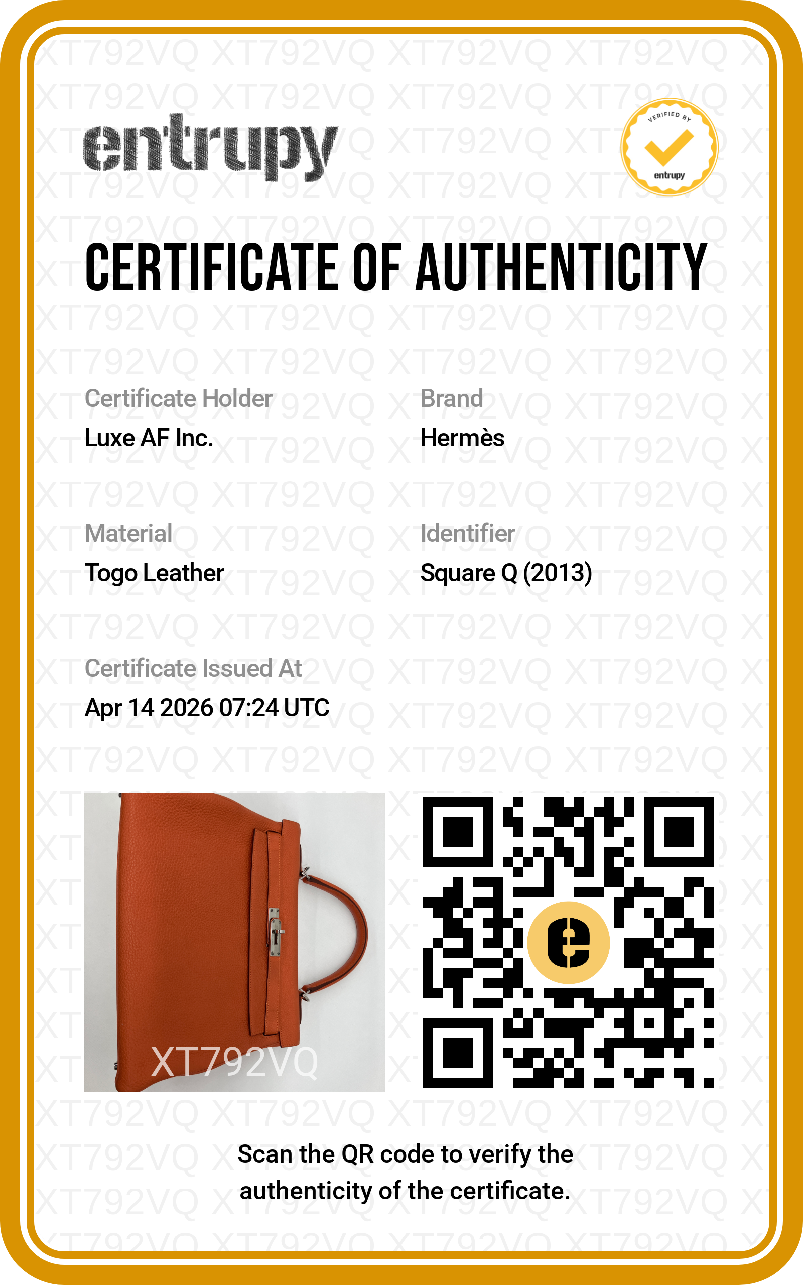 Hermes Kelly 32 Orange Leather Handle Bag With Gold Hardware HR96