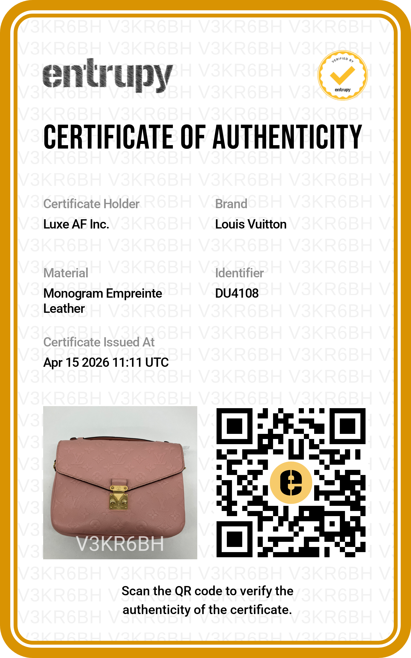 Louis Vuitton Pink Monogram Empreinte Canvas Pochette Metis LV2433