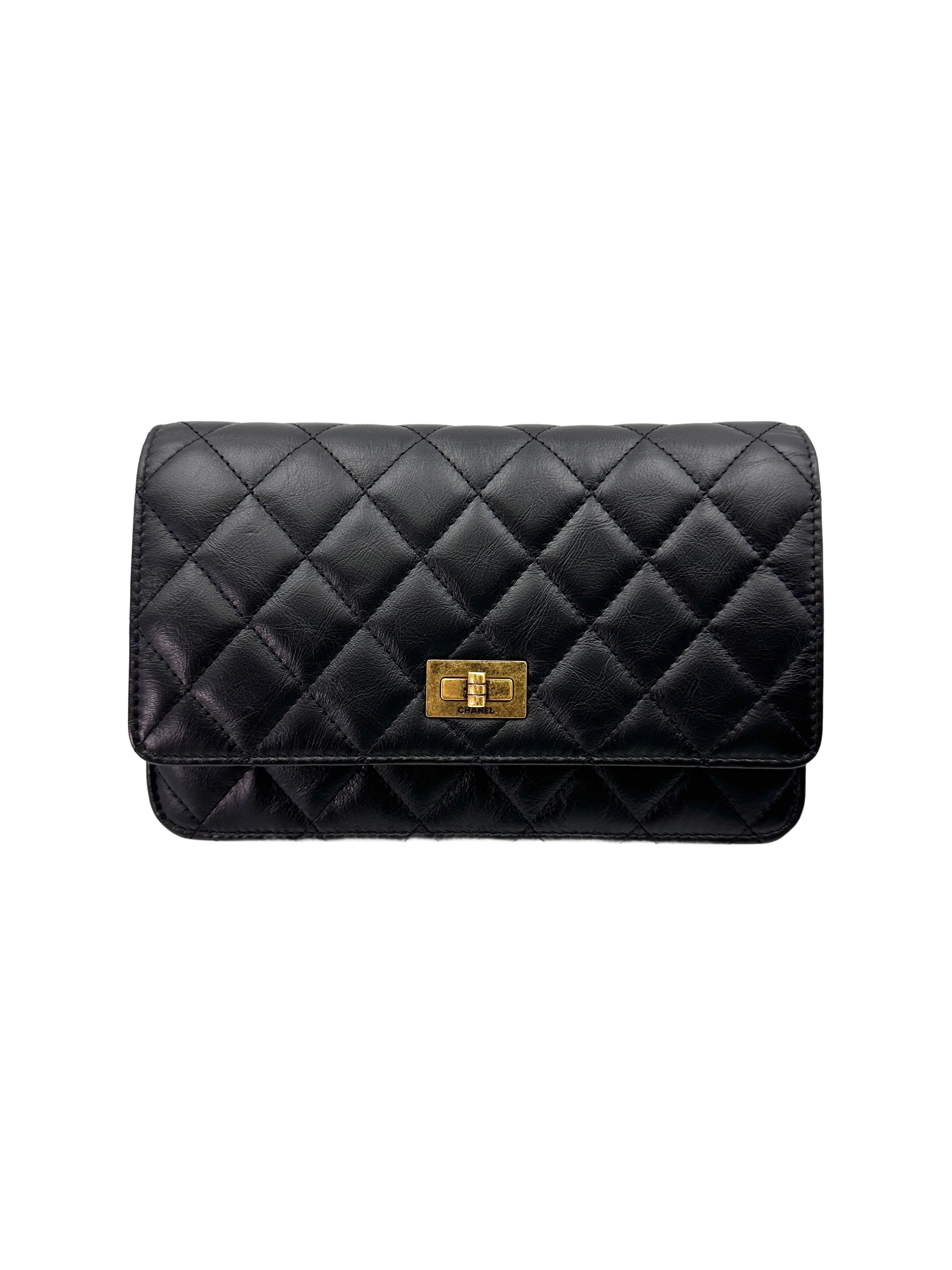 Chanel 2.55 Reissue Black Quilted Leather Wallet On Chain(21***93) CC1784