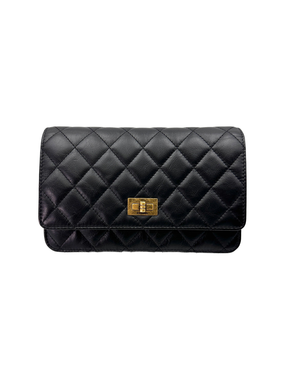 Chanel 2.55 Reissue Black Quilted Leather Wallet On Chain(21***93) CC1784