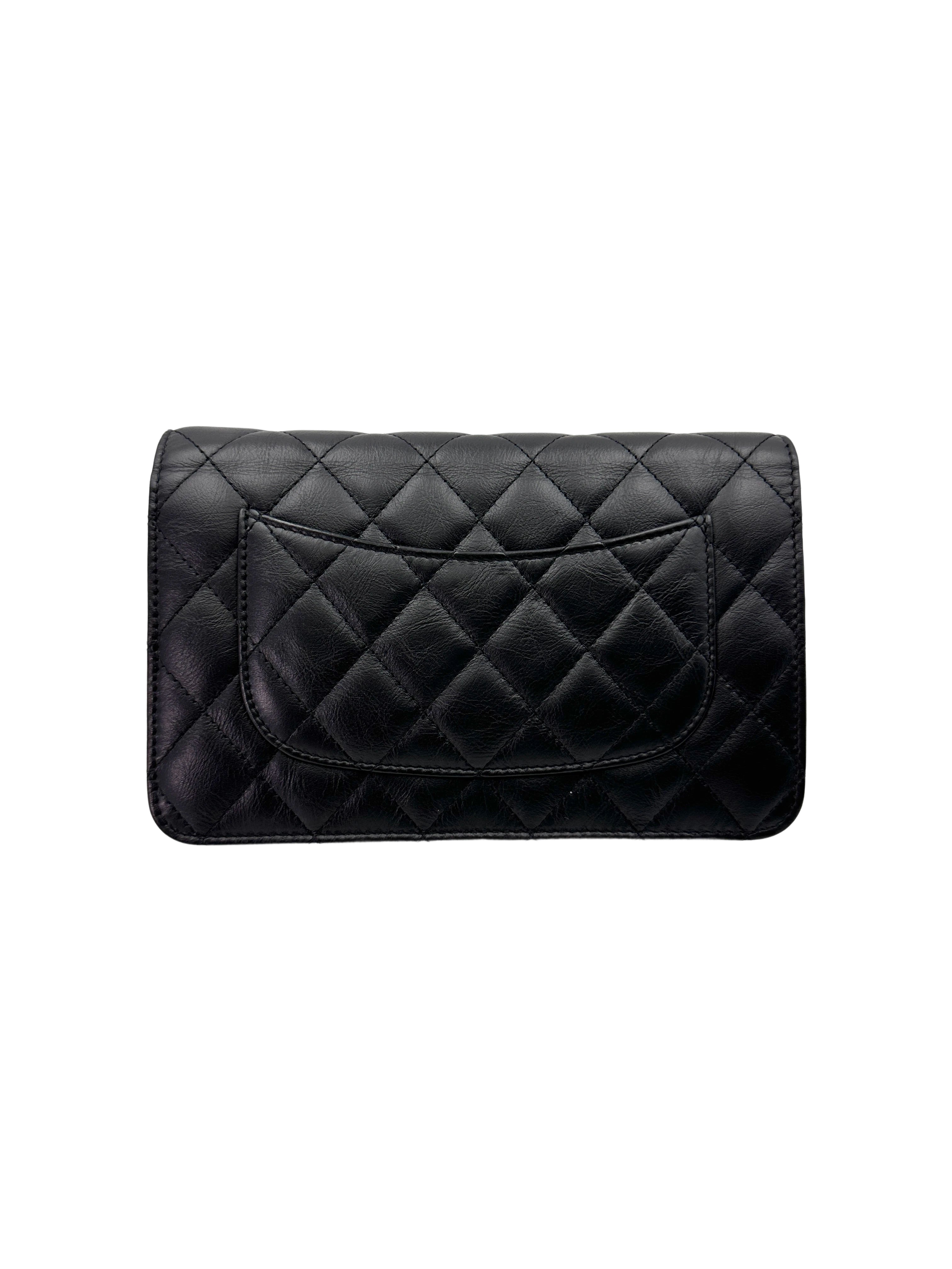 Chanel 2.55 Reissue Black Quilted Leather Wallet On Chain(21***93) CC1784