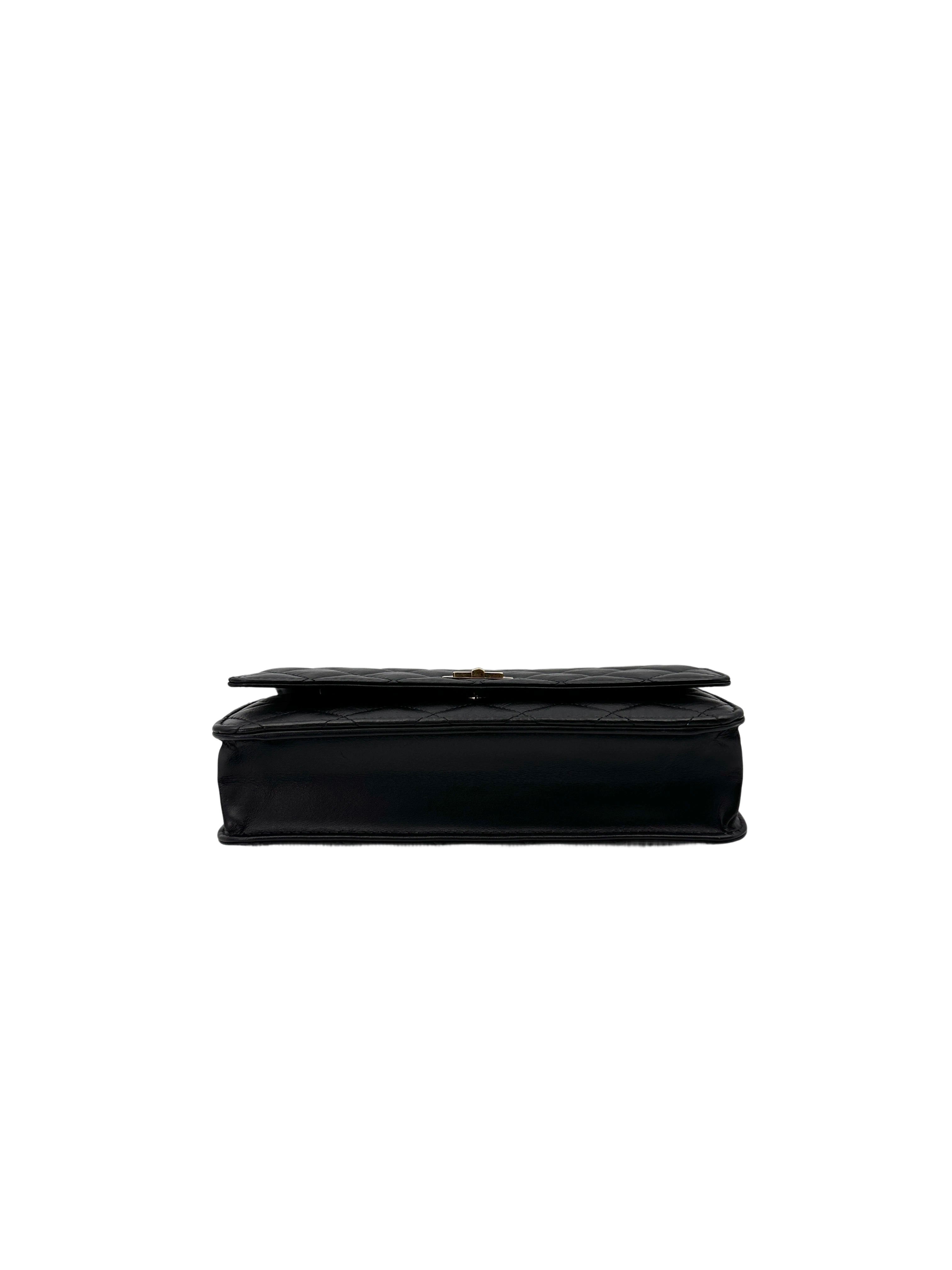 Chanel 2.55 Reissue Black Quilted Leather Wallet On Chain(21***93) CC1784