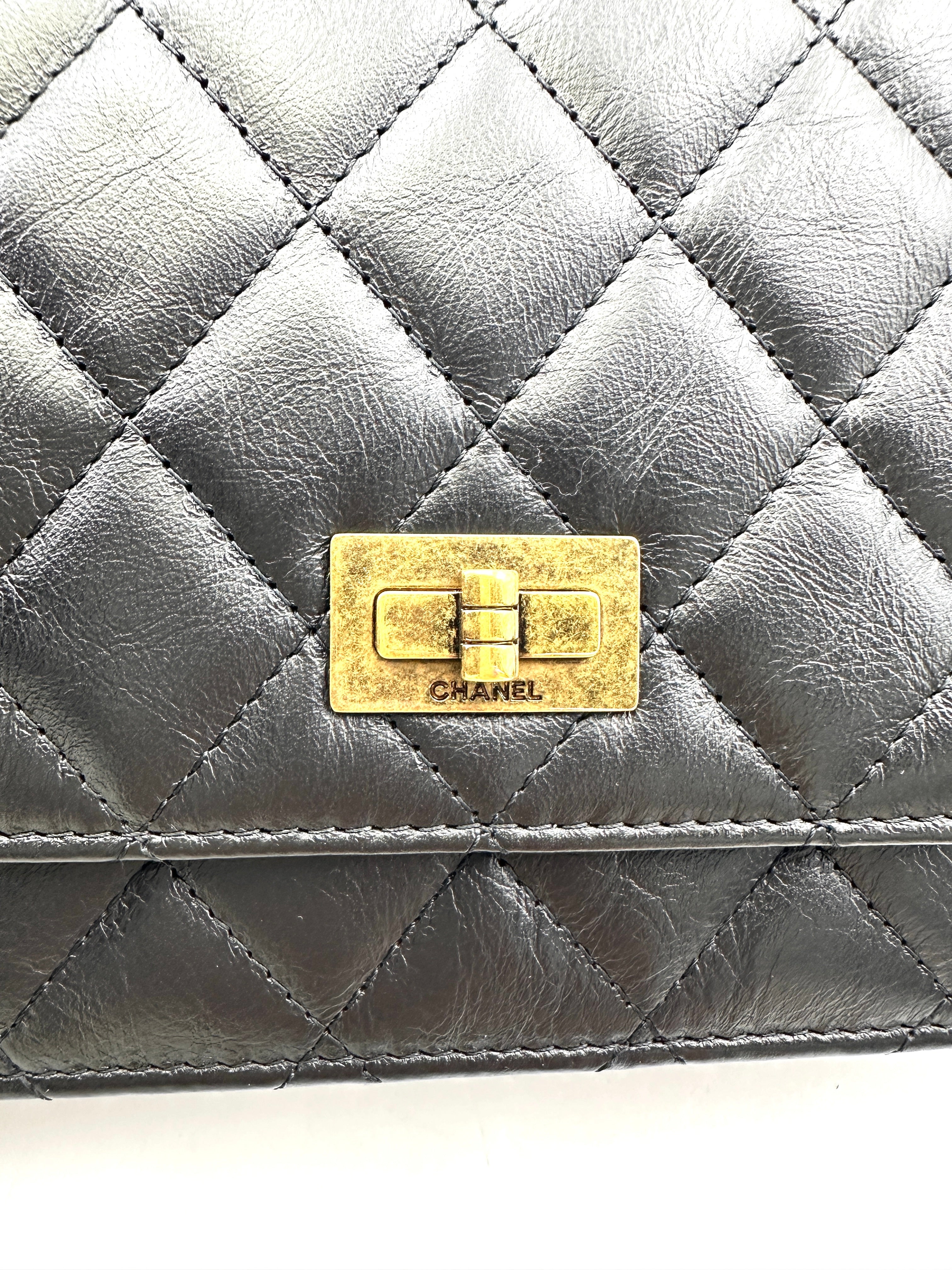 Chanel 2.55 Reissue Black Quilted Leather Wallet On Chain(21***93) CC1784