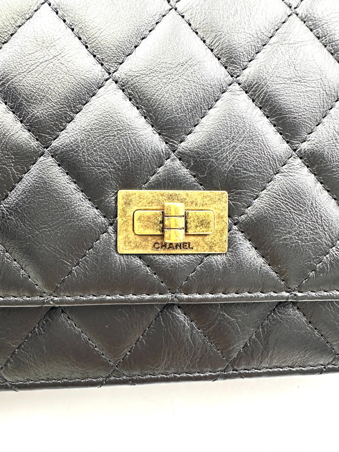 Chanel 2.55 Reissue Black Quilted Leather Wallet On Chain(21***93) CC1784