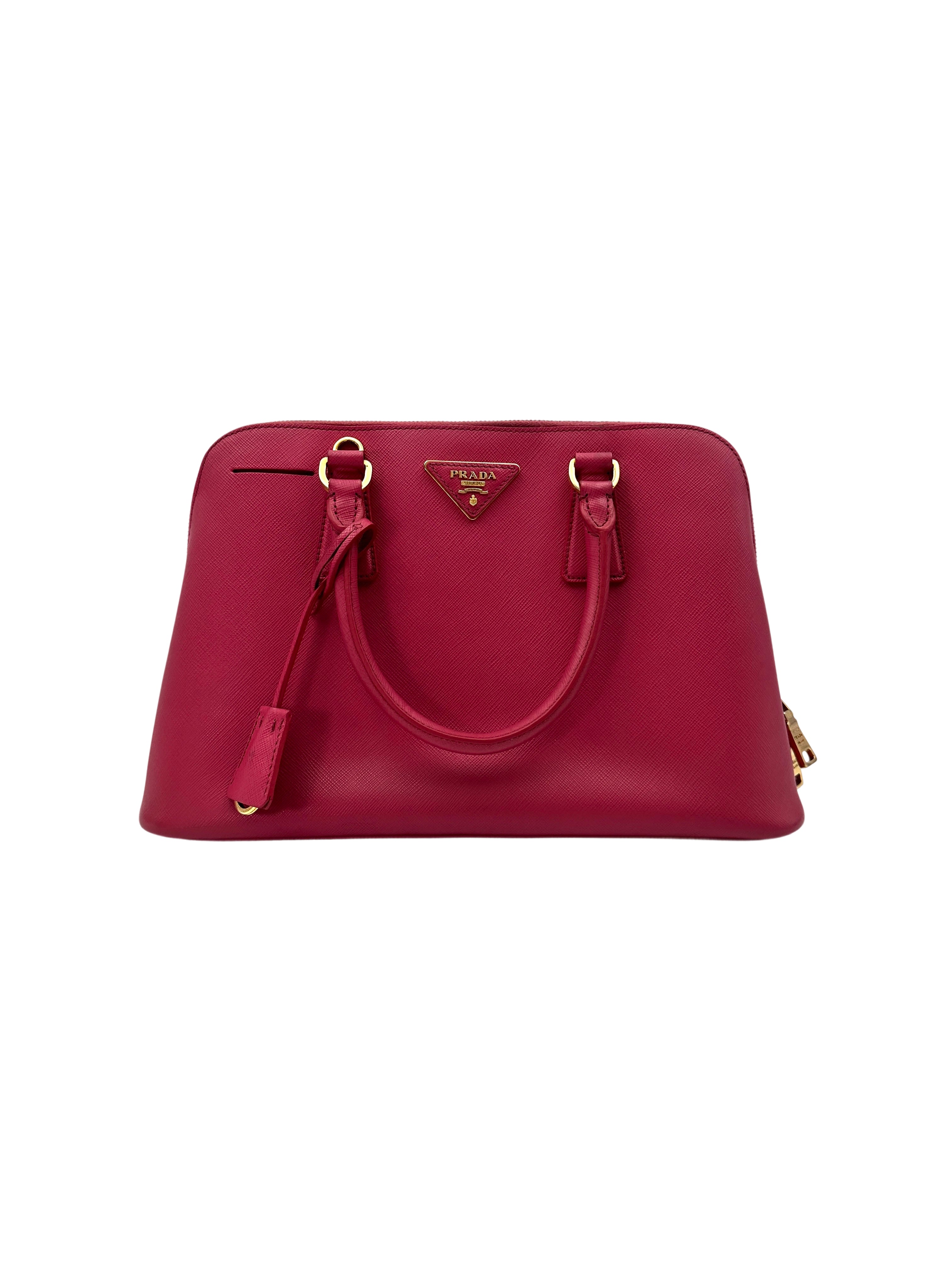 Prada Promenade Pink Saffiano Lux Leather Medium Size Handle Bag PR264