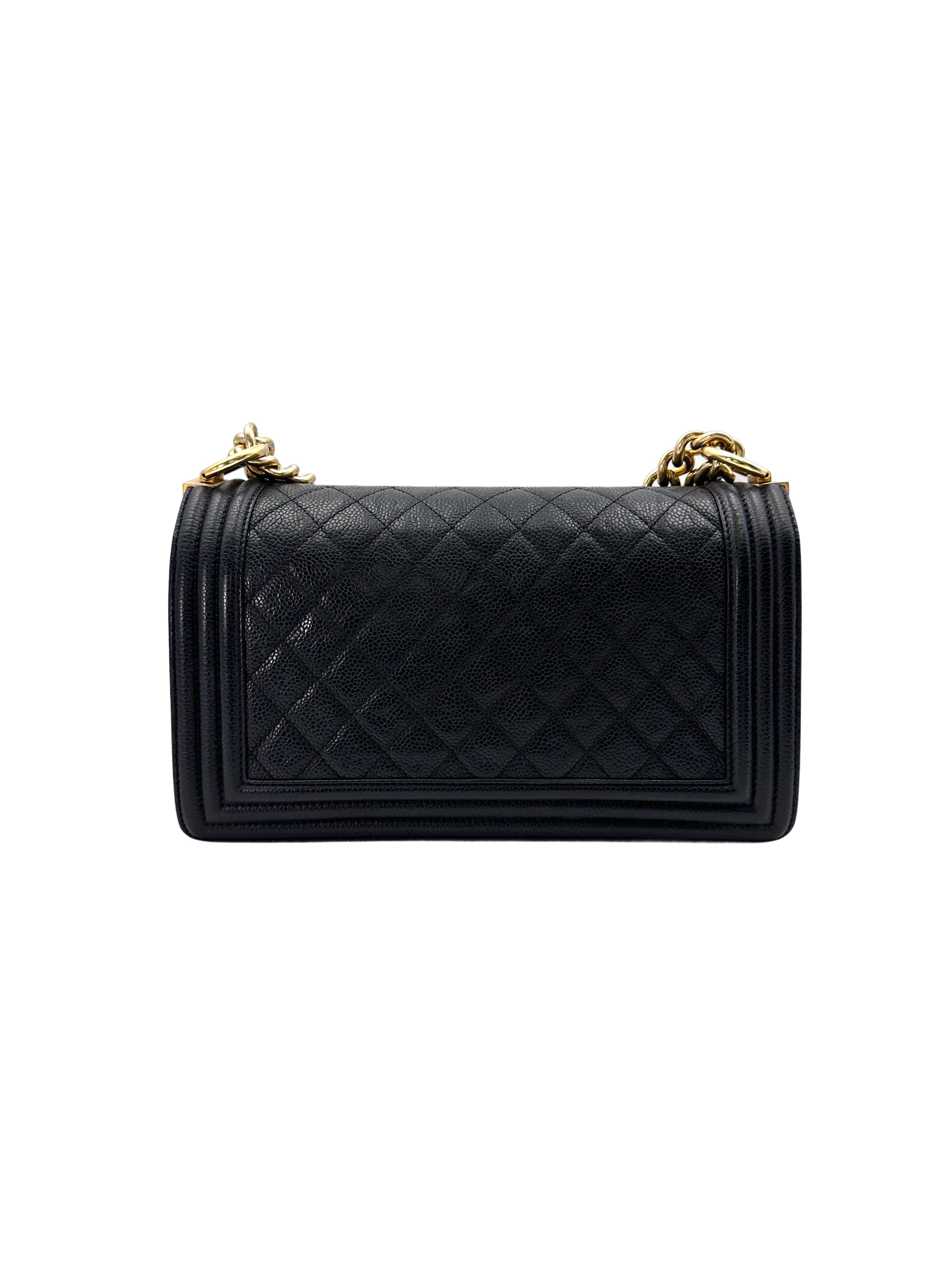 Chanel LeBoy Black Quilted Leather Medium Size Flap Bag With Gold Buckle(23***25) IRIS166