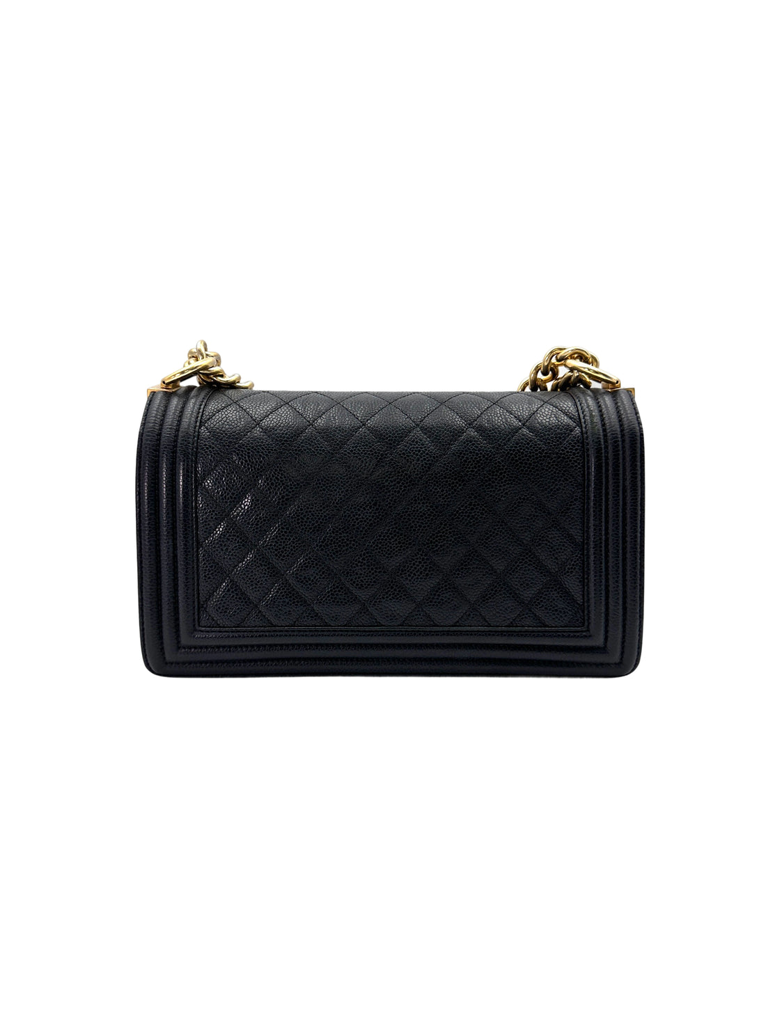 Chanel LeBoy Black Quilted Leather Medium Size Flap Bag With Gold Buckle(23***25) IRIS166