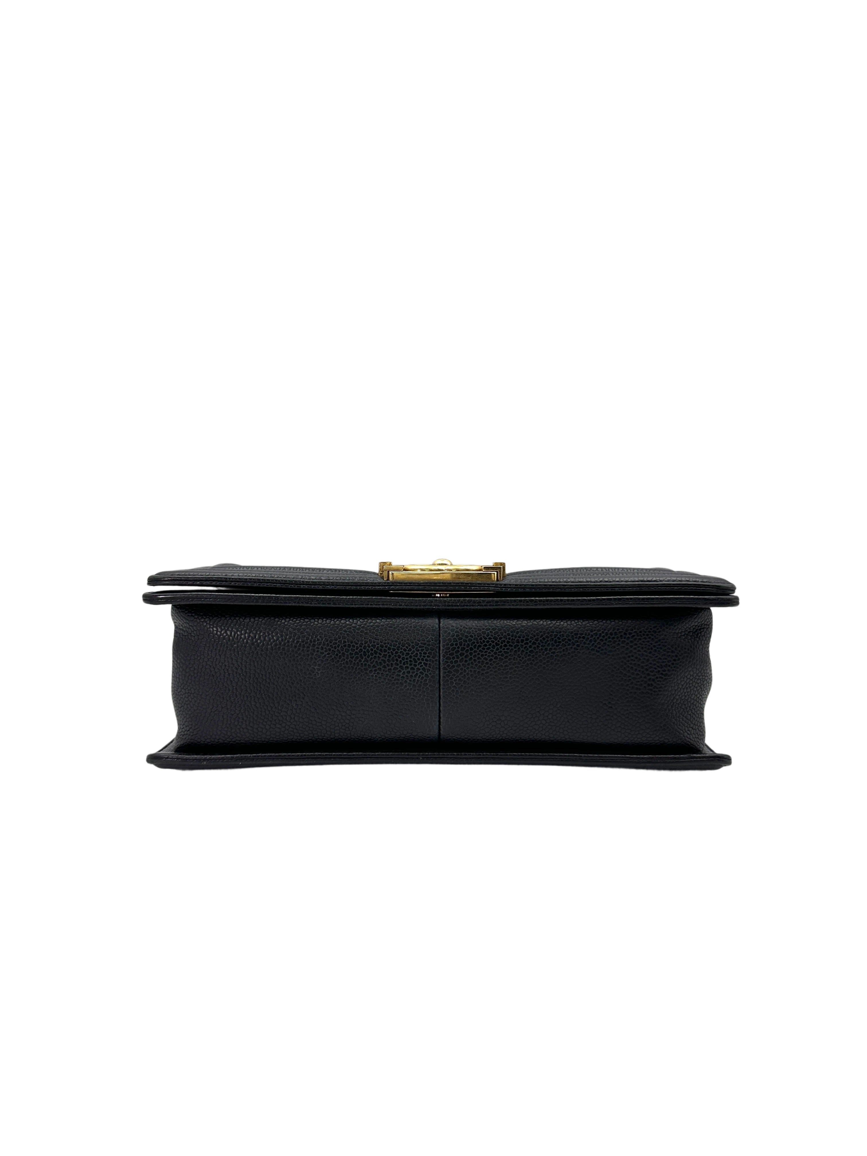 Chanel LeBoy Black Quilted Leather Medium Size Flap Bag With Gold Buckle(23***25) IRIS166