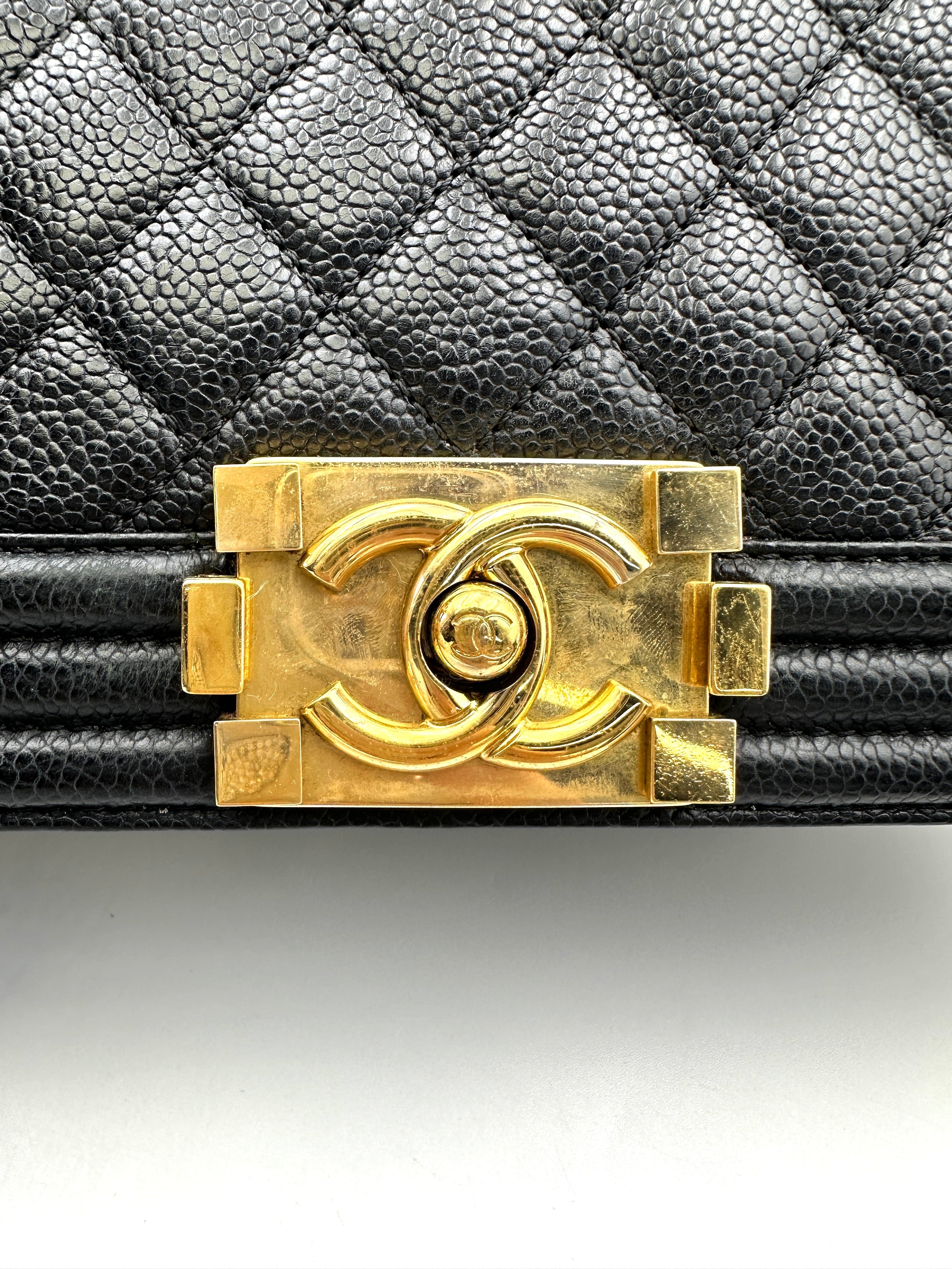 Chanel LeBoy Black Quilted Leather Medium Size Flap Bag With Gold Buckle(23***25) IRIS166