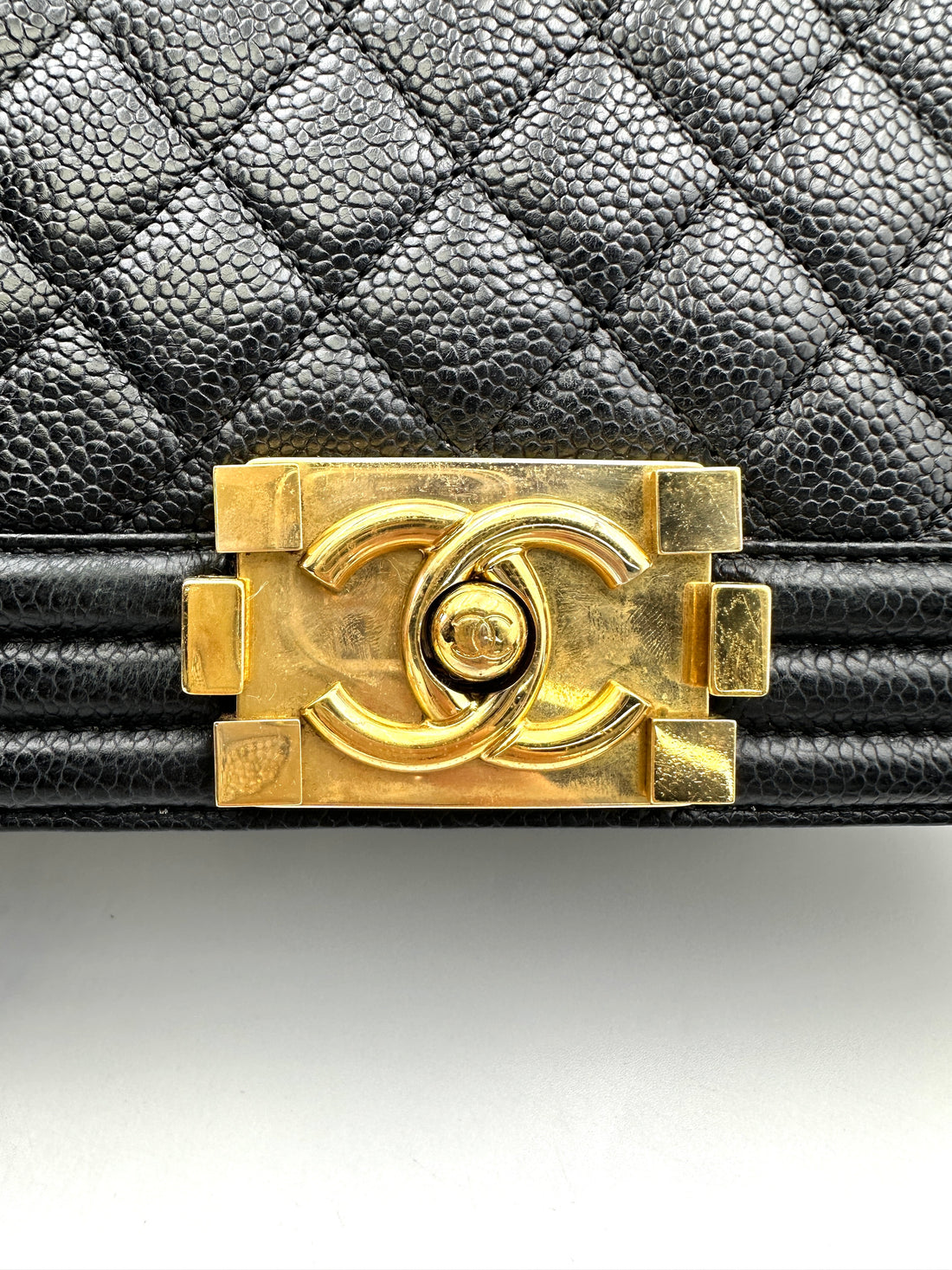 Chanel LeBoy Black Quilted Leather Medium Size Flap Bag With Gold Buckle(23***25) IRIS166