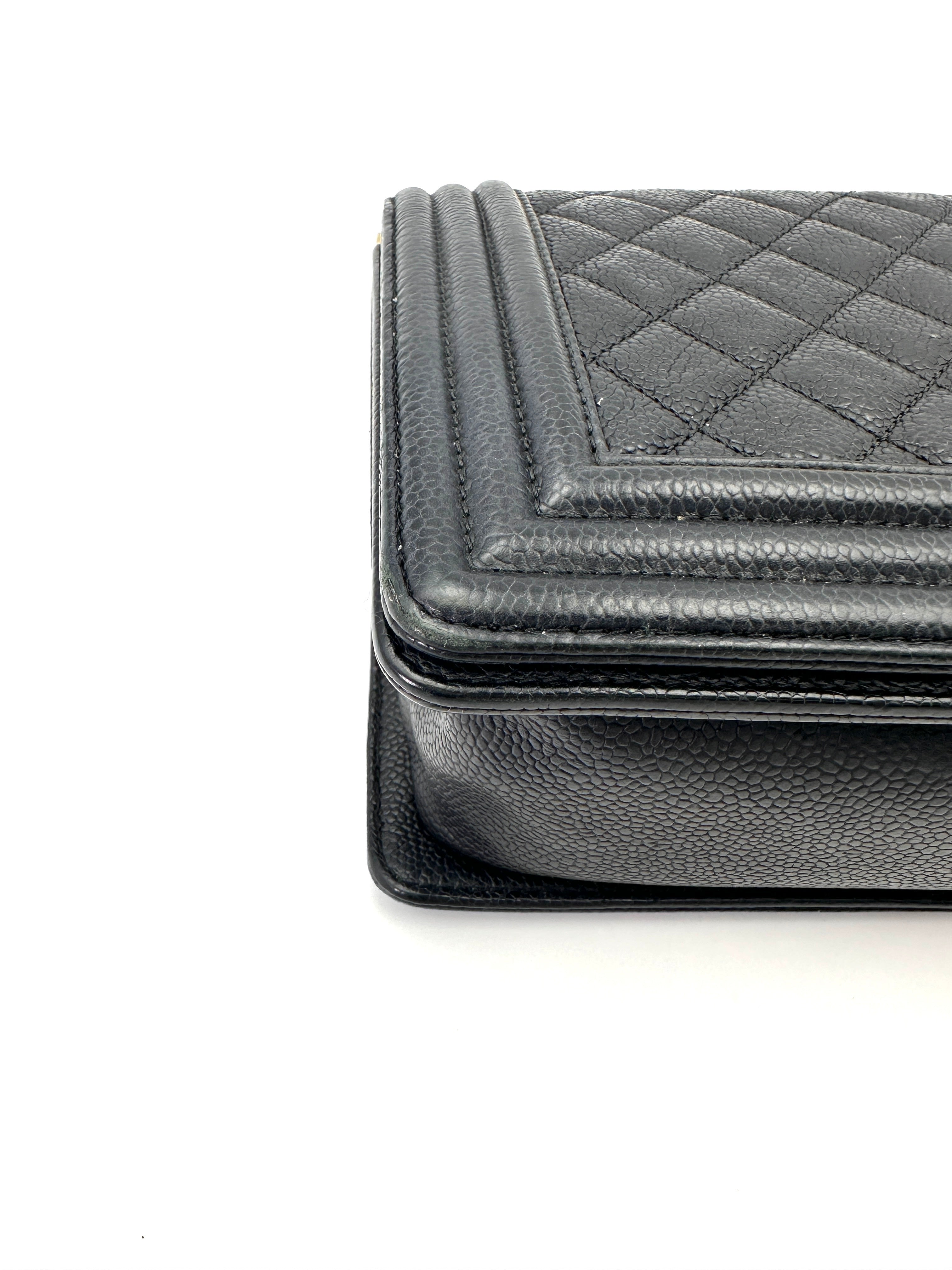 Chanel LeBoy Black Quilted Leather Medium Size Flap Bag With Gold Buckle(23***25) IRIS166