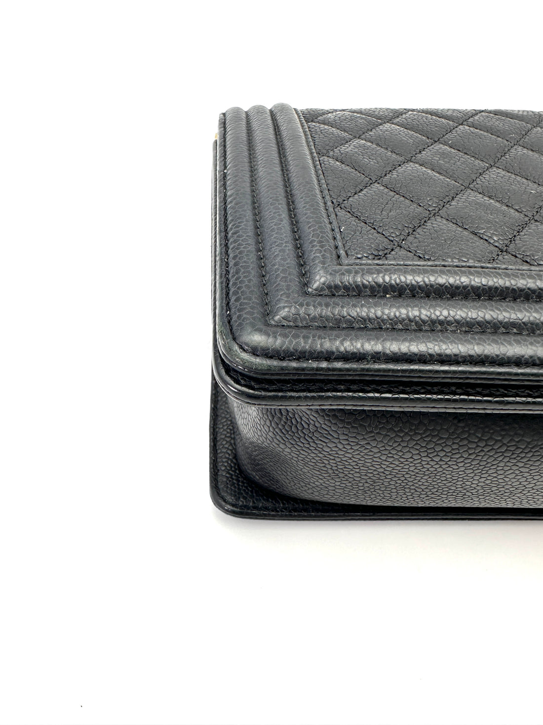Chanel LeBoy Black Quilted Leather Medium Size Flap Bag With Gold Buckle(23***25) IRIS166