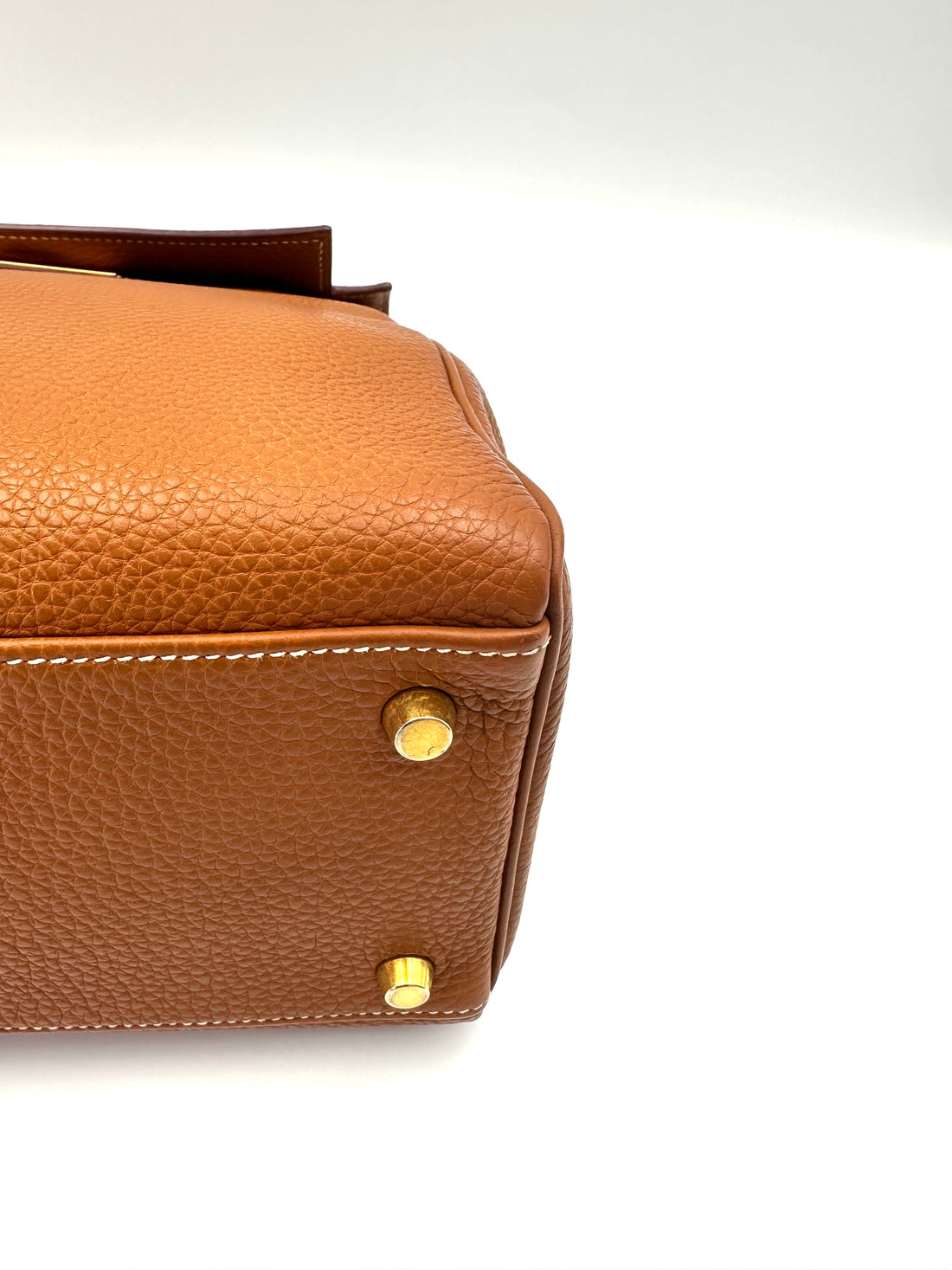 Hermes Kelly 32 Orange Leather Handle Bag With Gold Hardware HR96