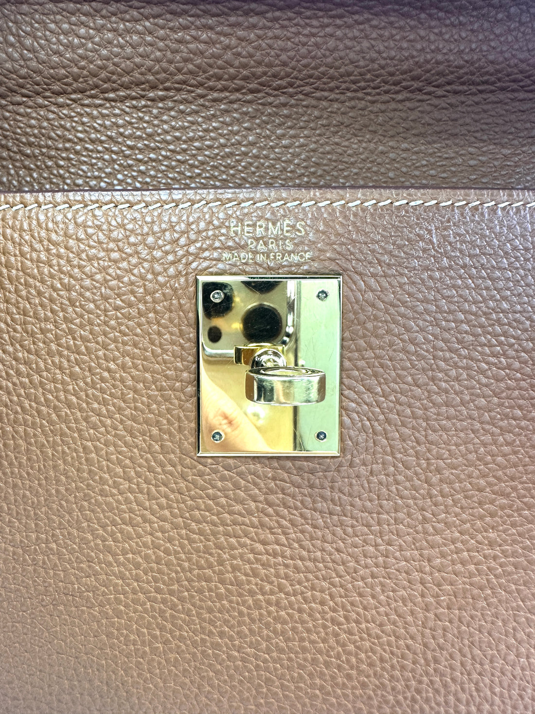 Hermes Kelly 32 Orange Leather Handle Bag With Gold Hardware HR96