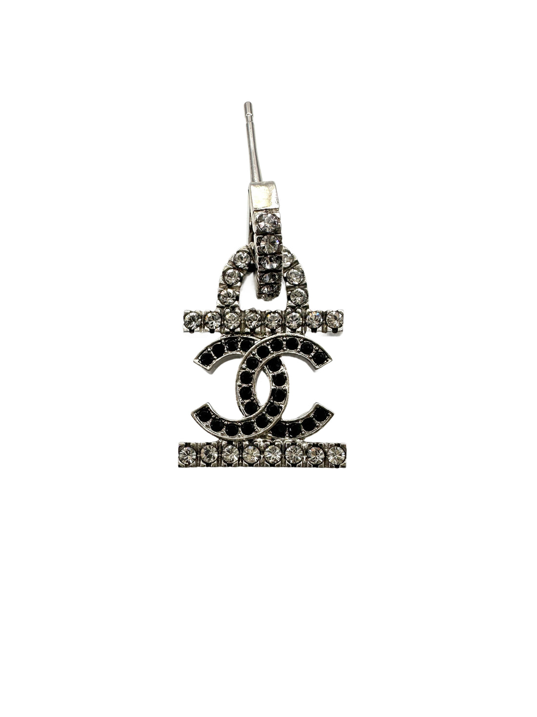 Chanel 22A Crystal CC & "19" Logo Asymmetric Drop Earrings CC1785