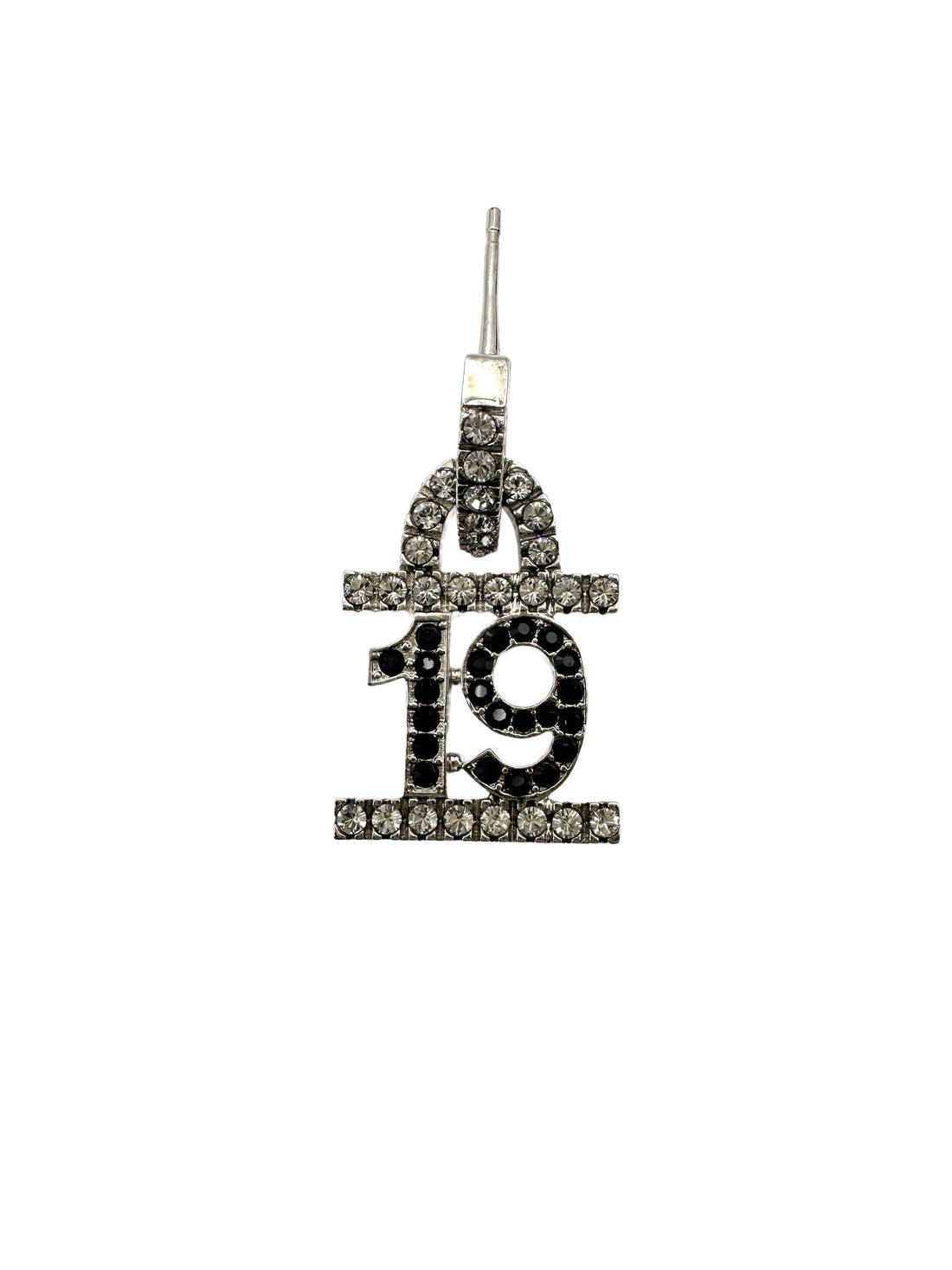 Chanel 22A Crystal CC & "19" Logo Asymmetric Drop Earrings CC1785