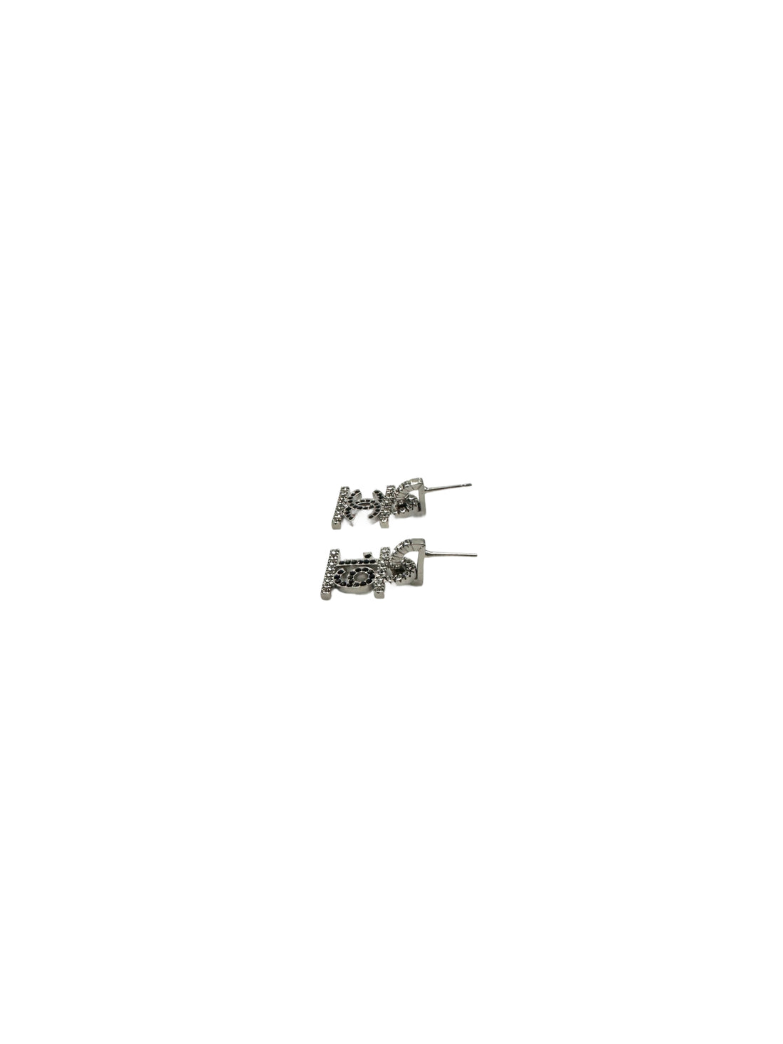Chanel 22A Crystal CC & "19" Logo Asymmetric Drop Earrings CC1785