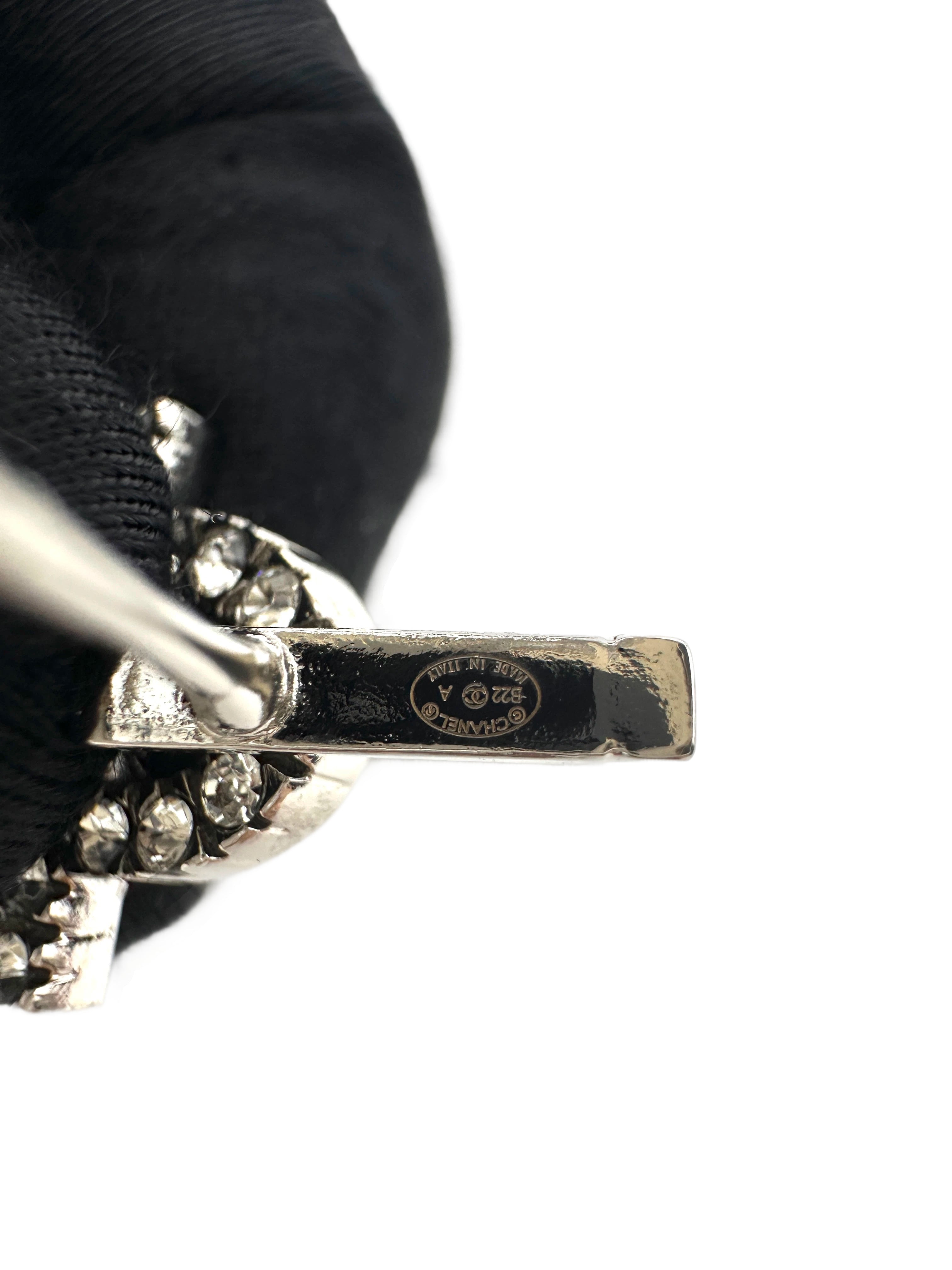 Chanel 22A Crystal CC & "19" Logo Asymmetric Drop Earrings CC1785