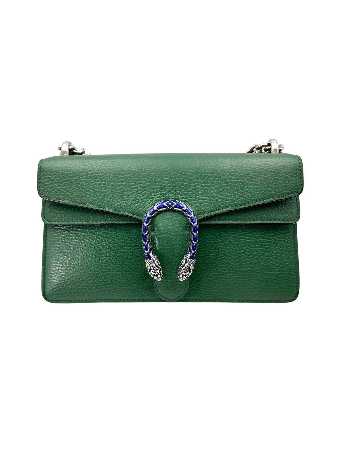 Gucci Dionysus Green Leather Medium Size Shoulder Bag With Blue Enamel GG848