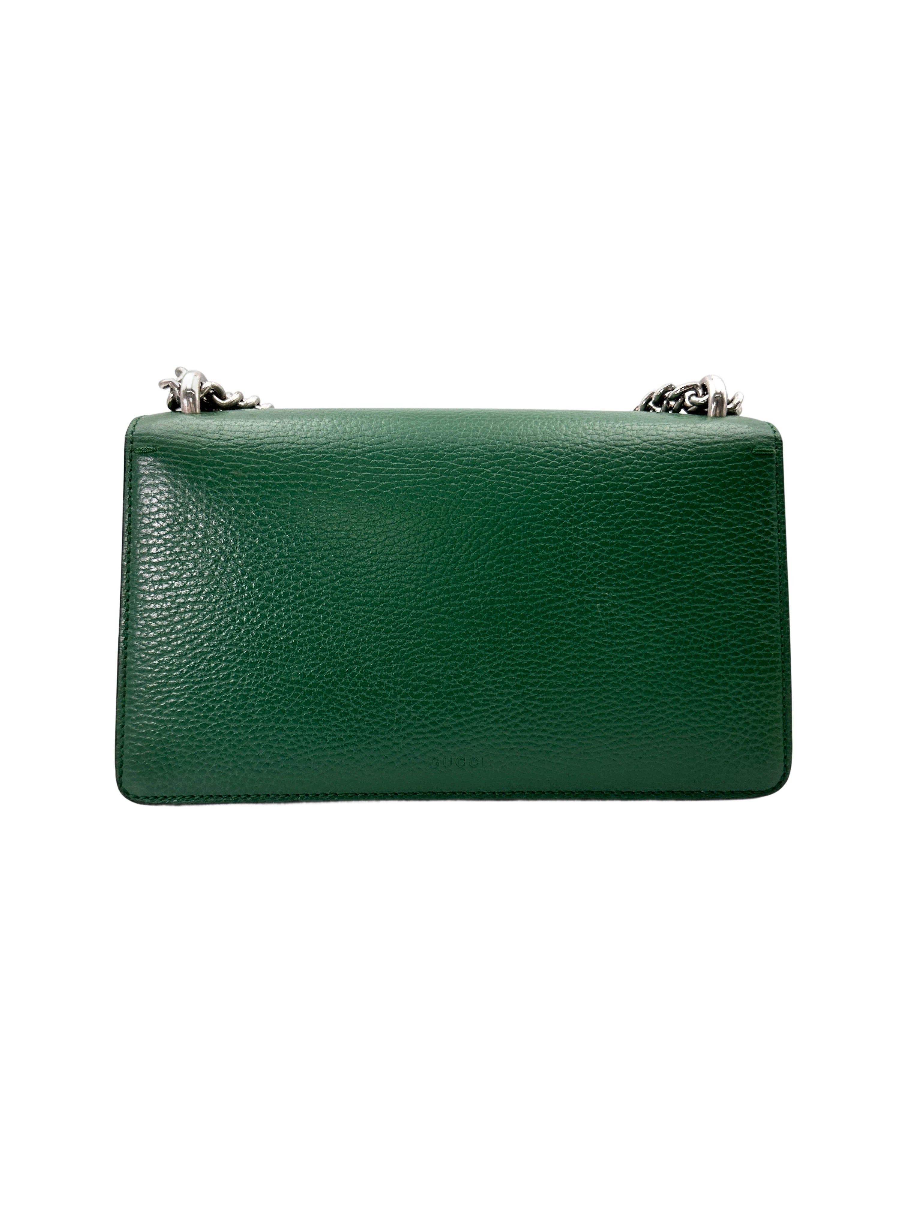 Gucci Dionysus Green Leather Medium Size Shoulder Bag With Blue Enamel GG848