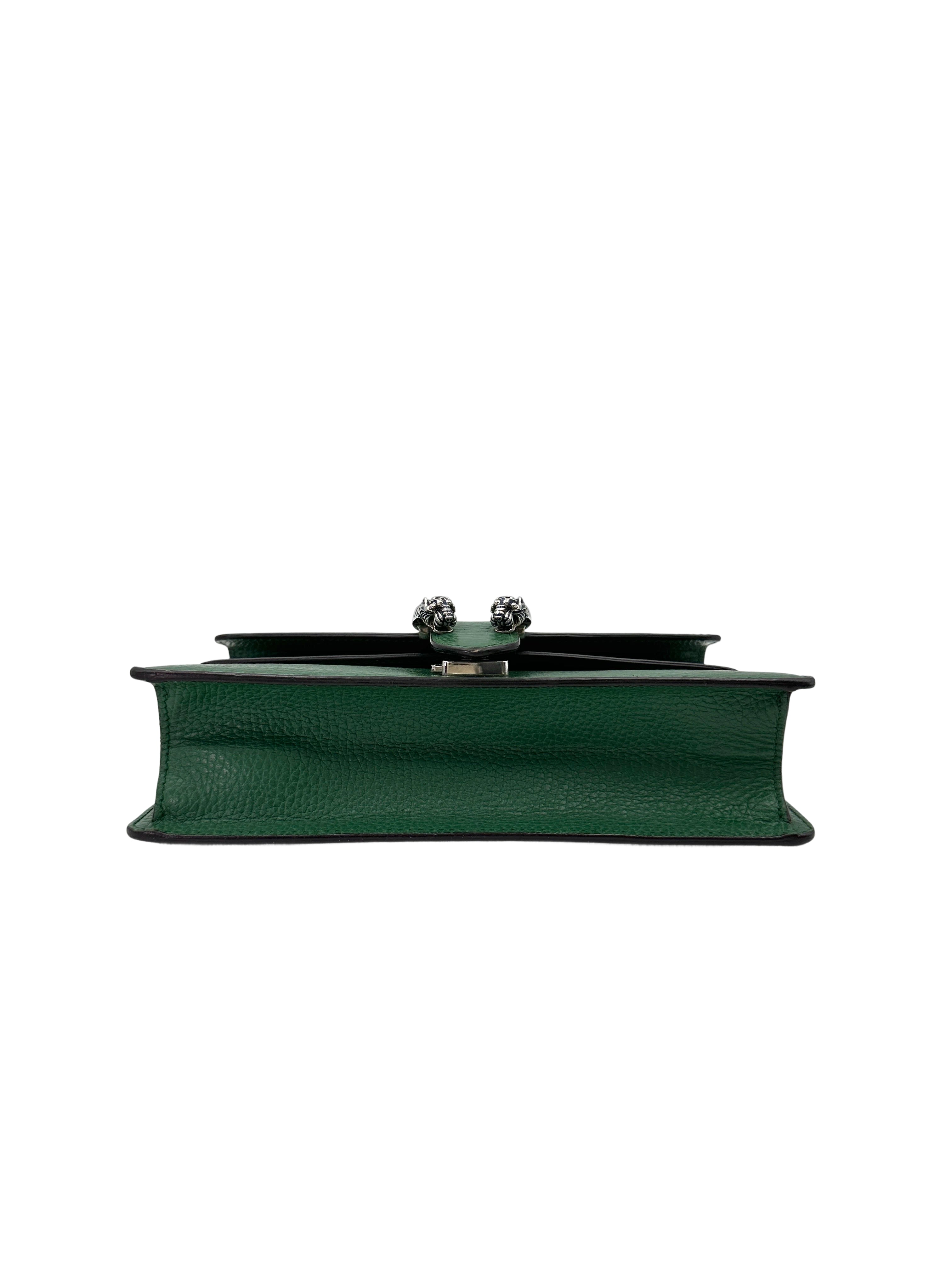 Gucci Dionysus Green Leather Medium Size Shoulder Bag With Blue Enamel GG848